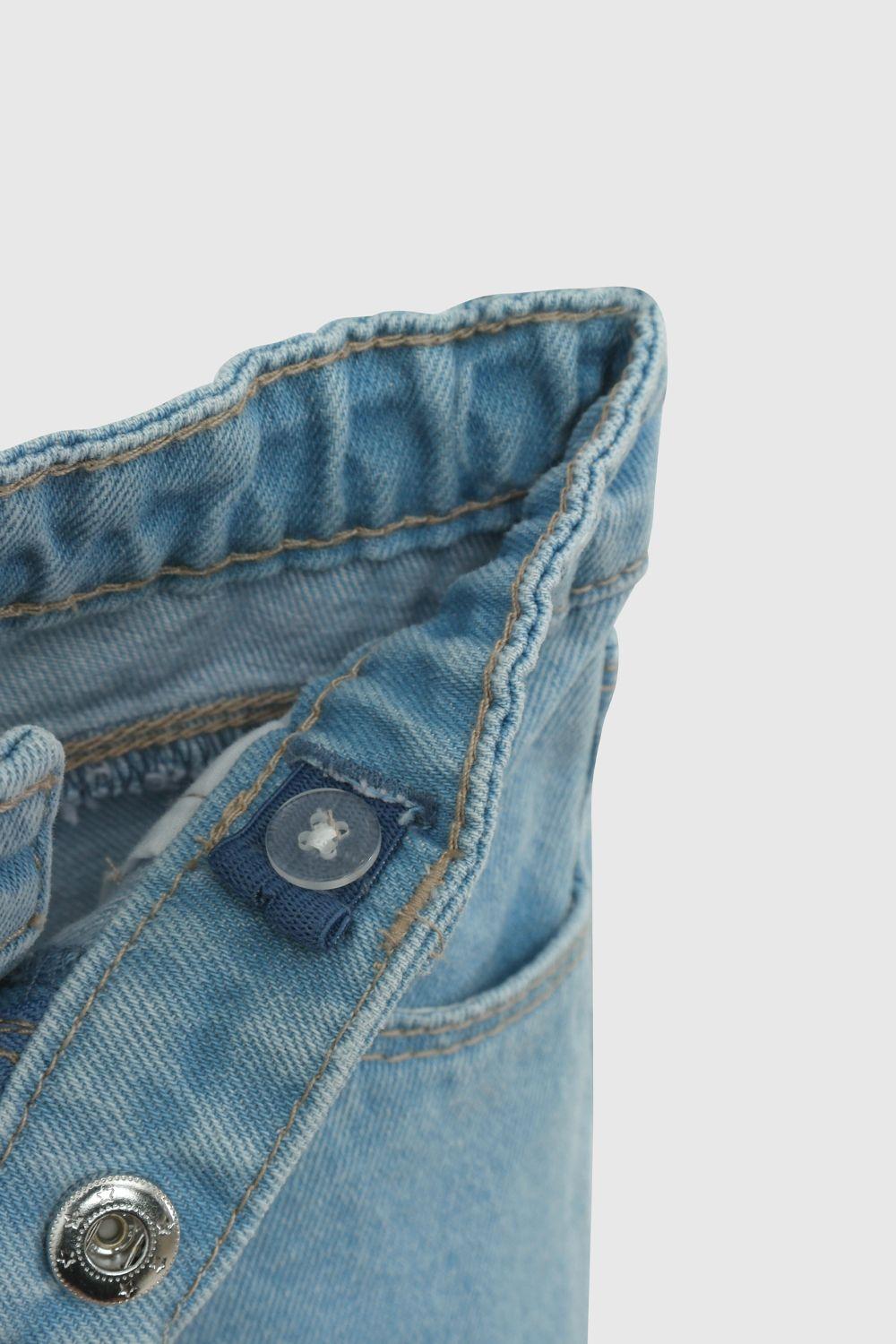 Jeans Celeste Bordado Flores De Niña JEME1240V26-3