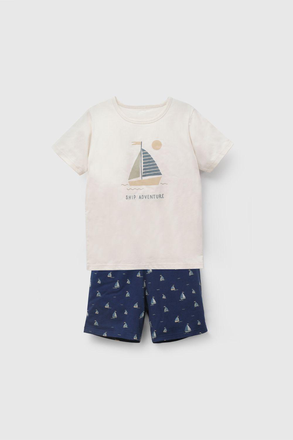 Pijama Beige Barco De Niño PJJE0976V26-0