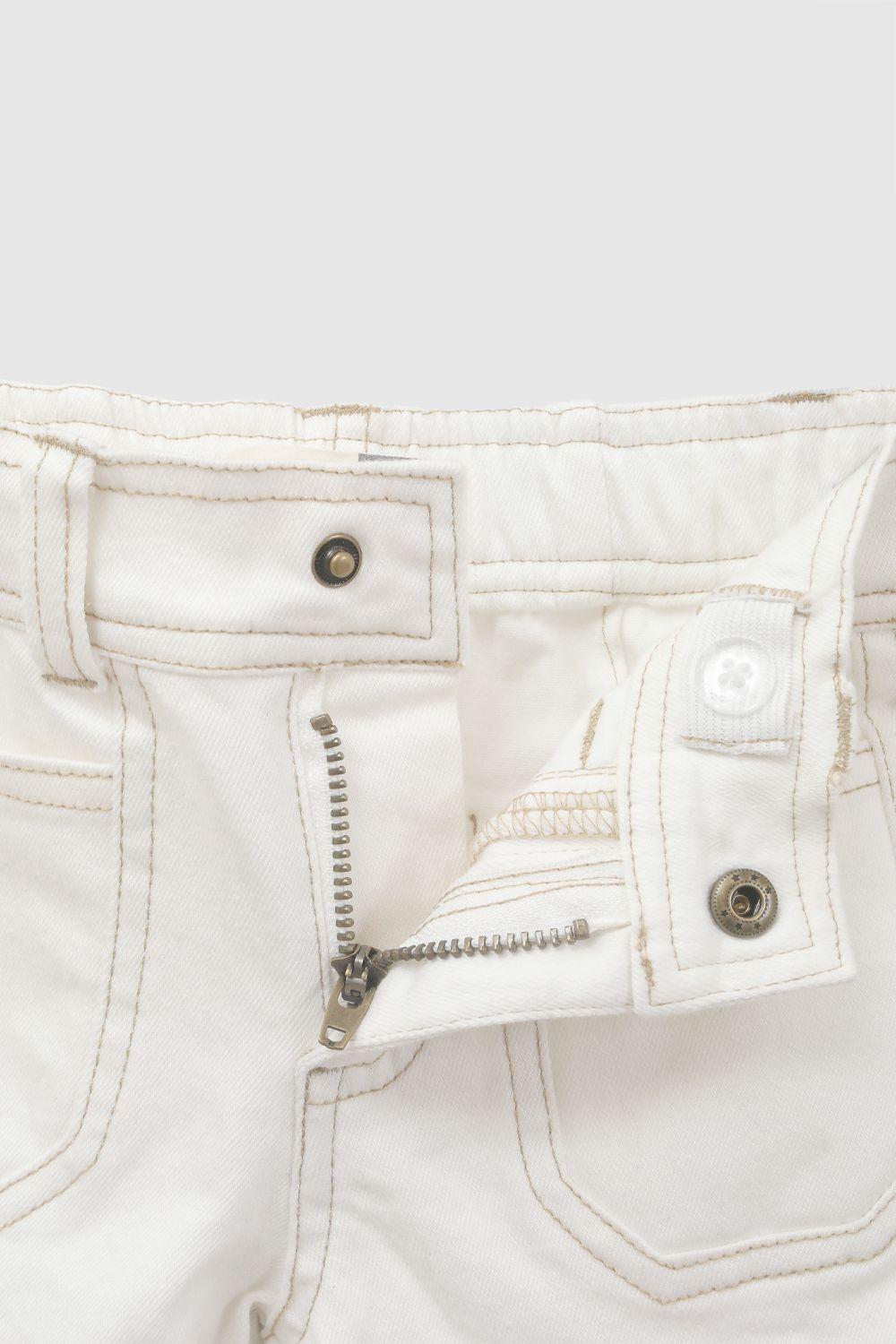 Pantalon gabardina ajustable niña crema 6-9M a 4-5A-2