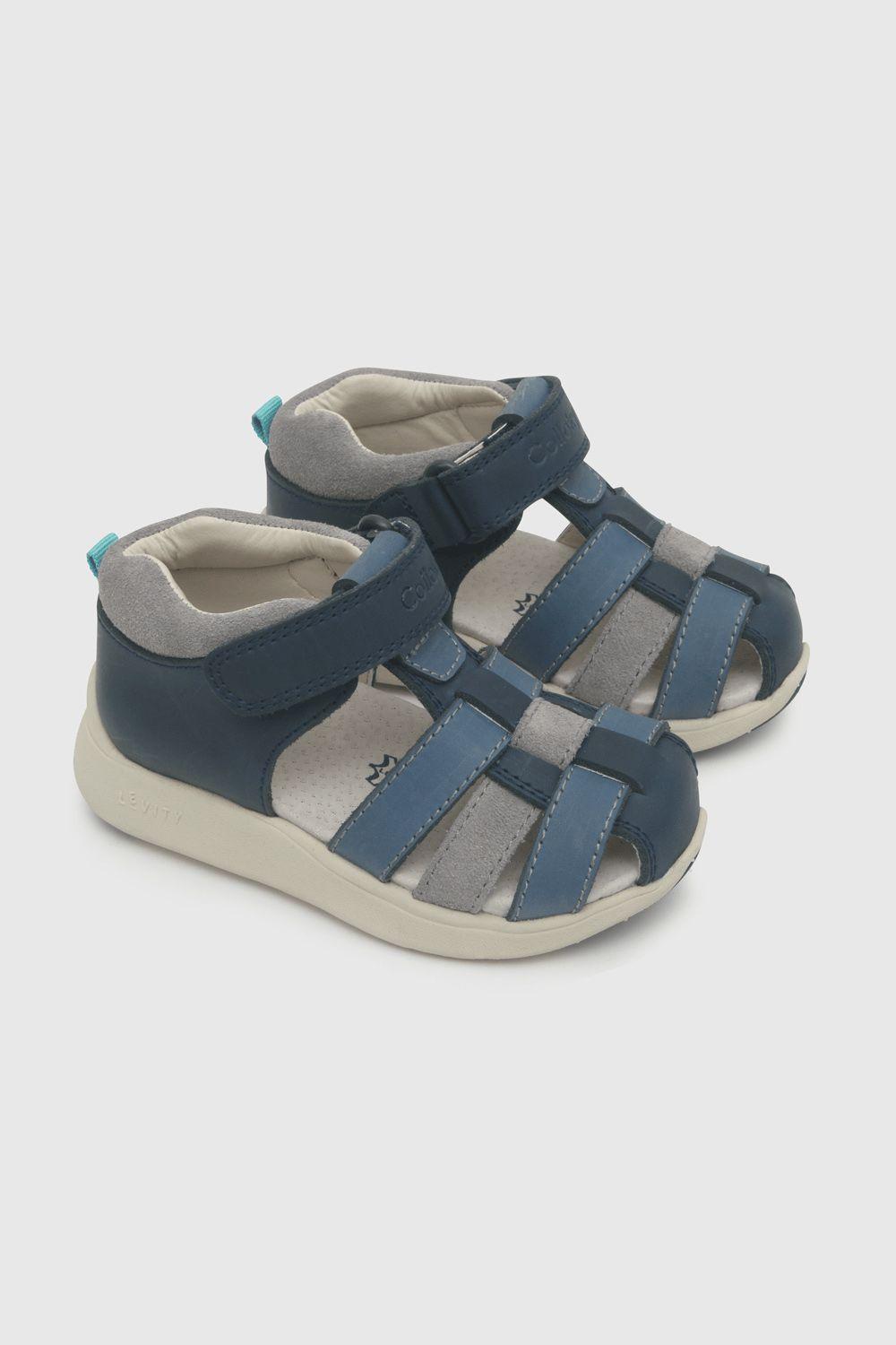 Sandalia de bebé niño cuero azul / blue (18 a 21)-0