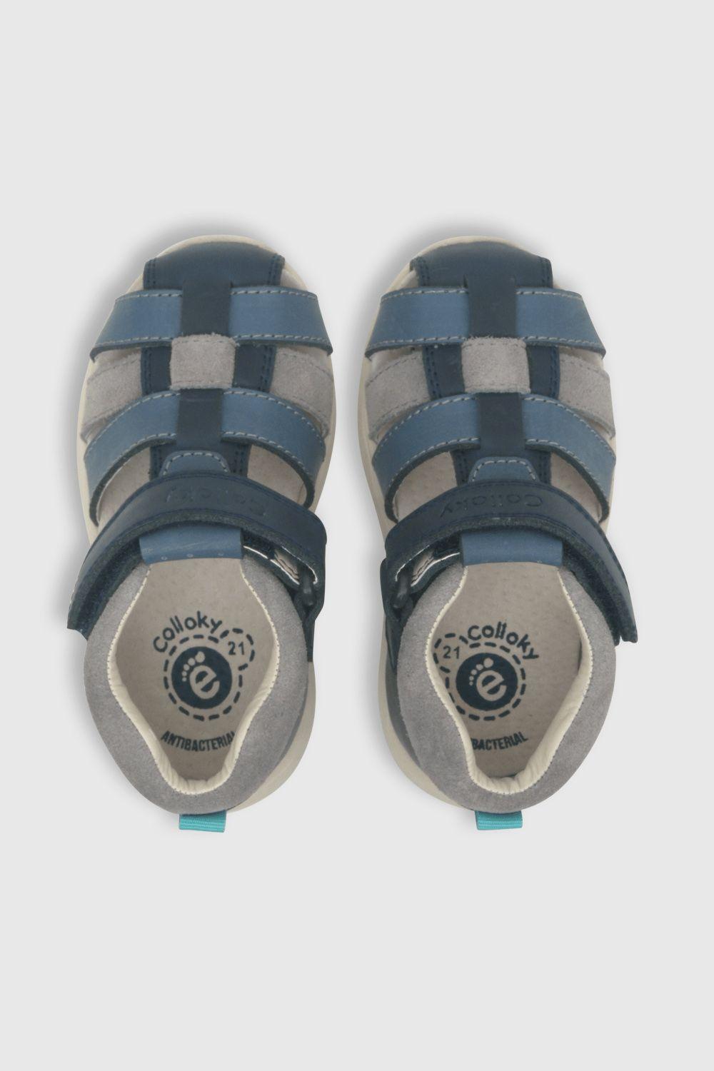 Sandalia de bebé niño cuero azul / blue (18 a 21)-3