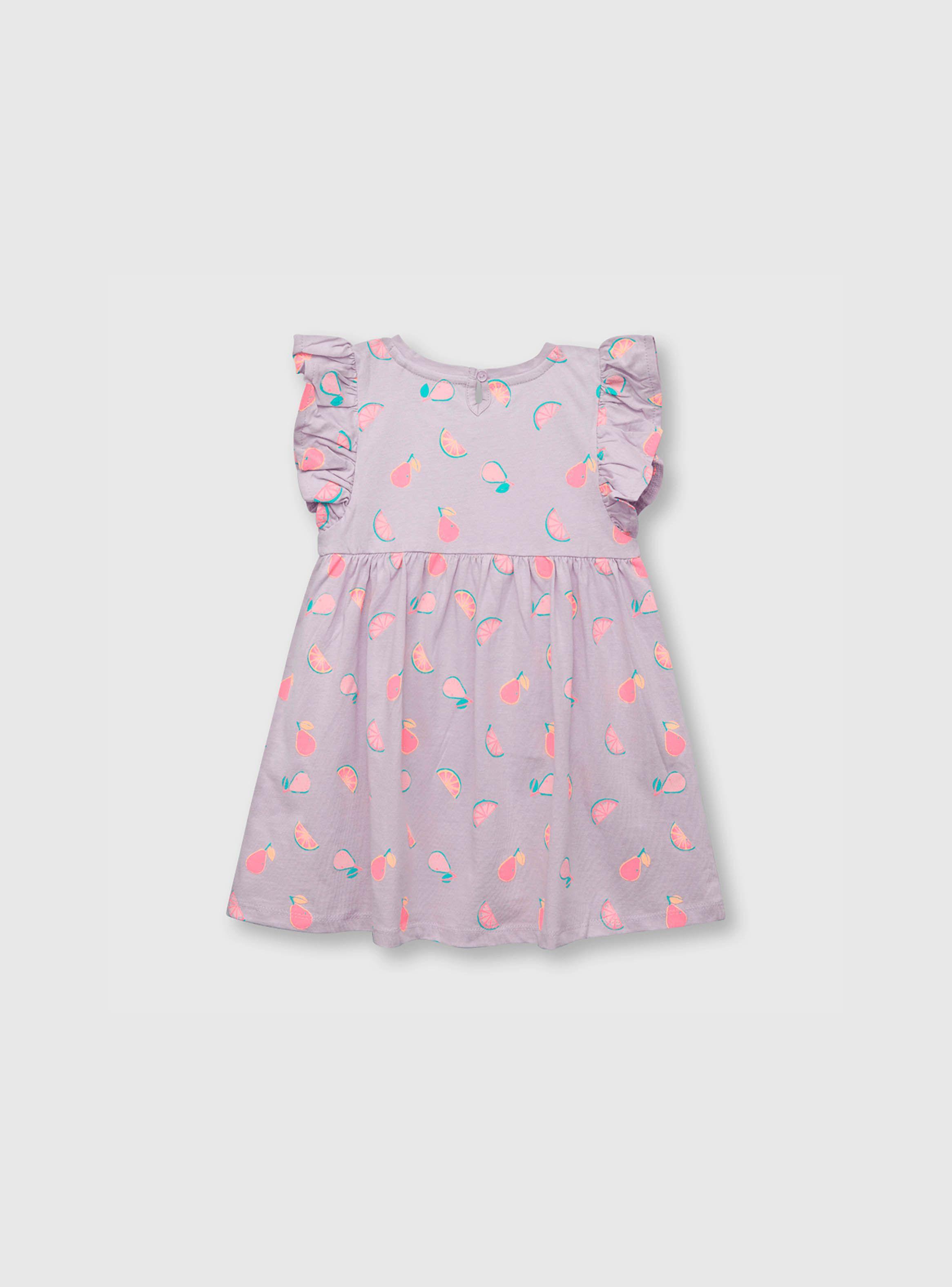 Vestido De Bebe Niña Estampado Lila (3 A 36 Meses) Colloky-1