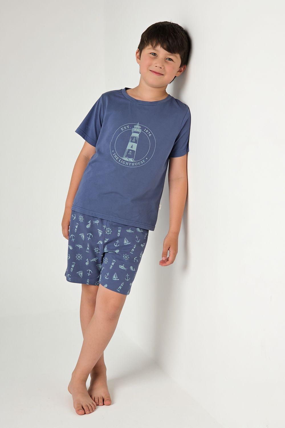 Pijama algodón corto niño azul 2A a 12A-1
