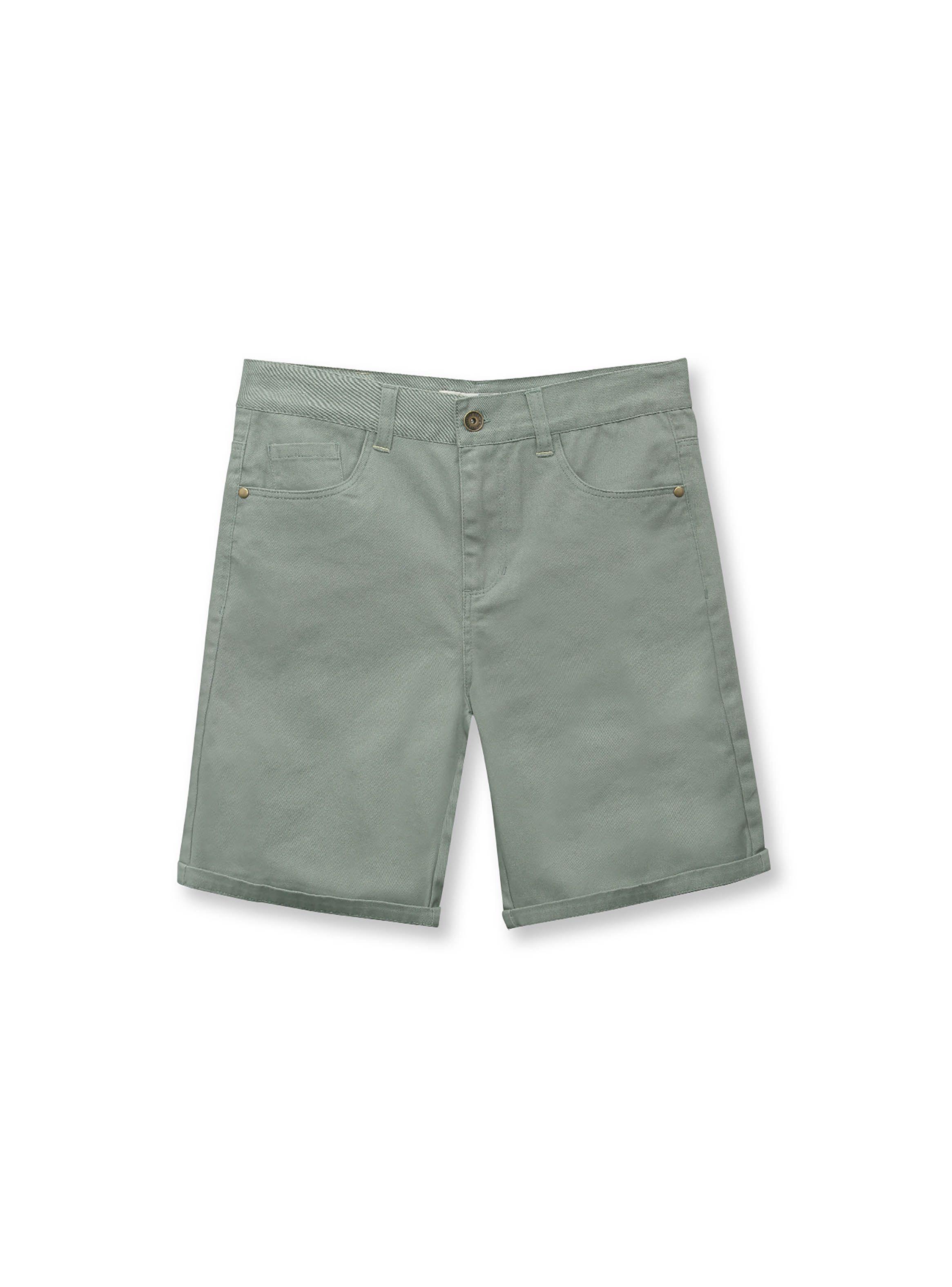 Bermuda De Niño Gabardina Verde Olivo (2 A 12 Años) Colloky-0