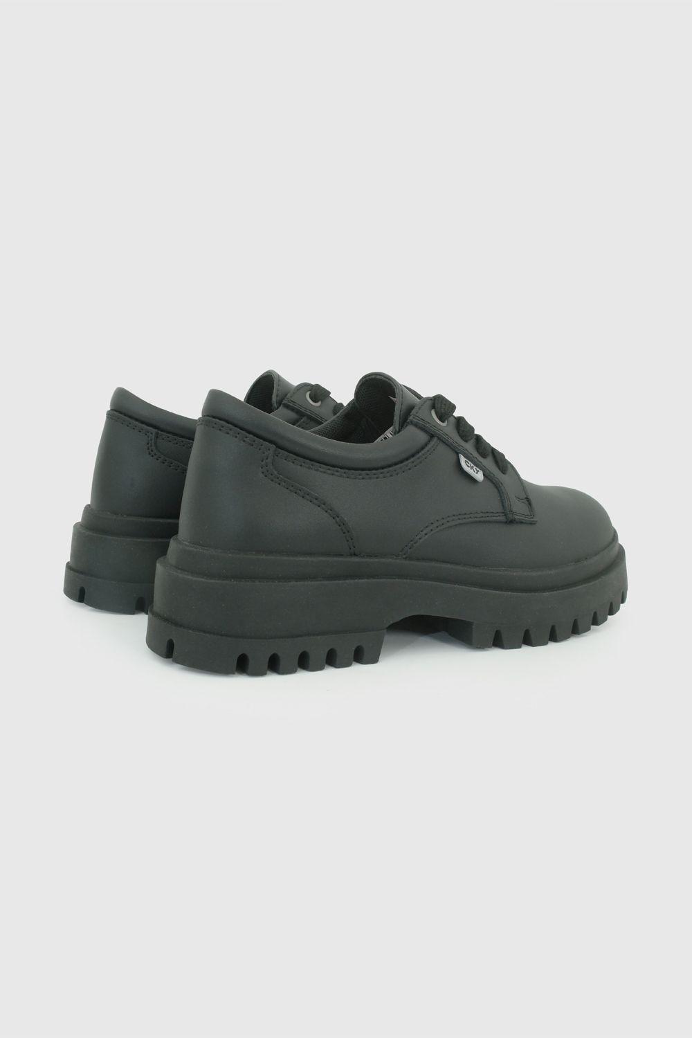 Zapato Escolar de Niña Negro con capellada de cuero 100% TR-5