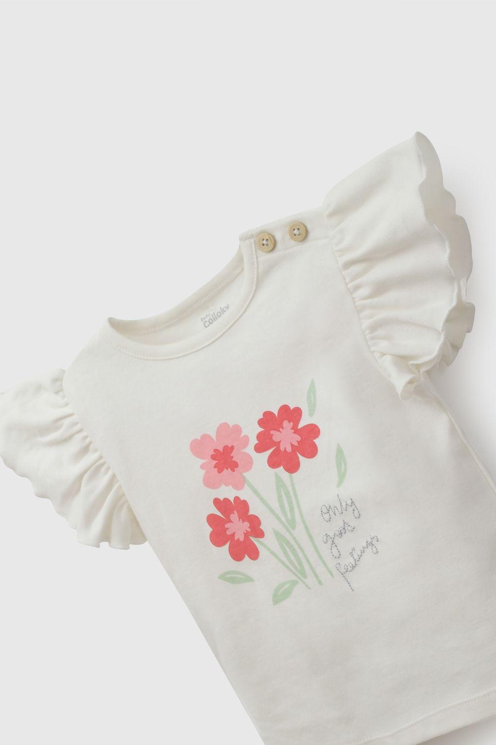 Conjunto Polera y Short Flores Rosadas de Niña COJE3075V26-3