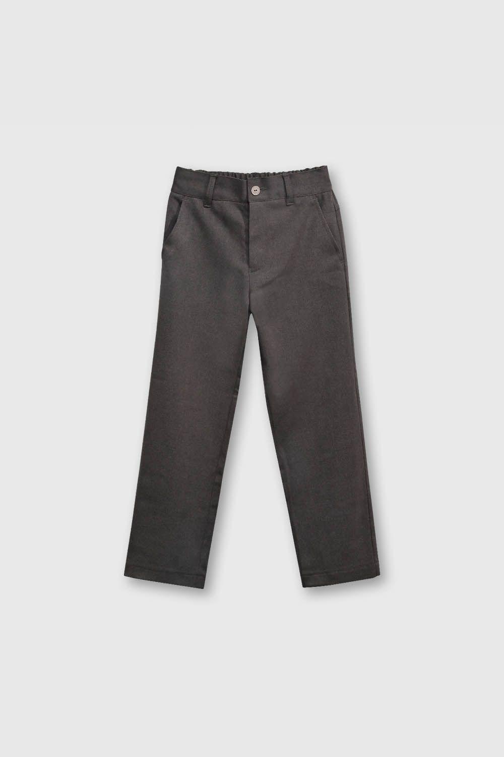 Pantalón Escolar Gris Cintura Elasticada y Ajuste Interior-0