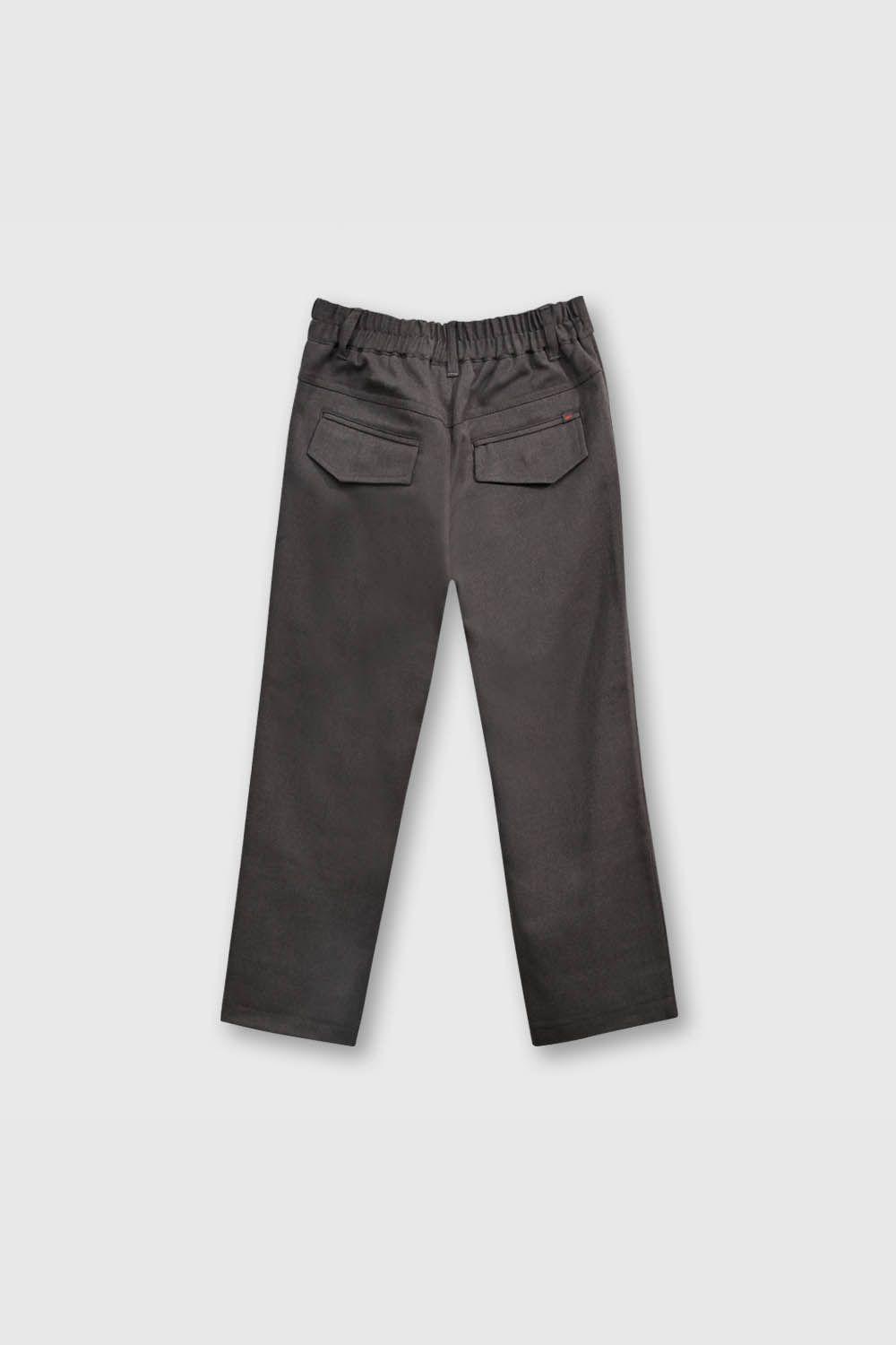 Pantalón Escolar Gris Cintura Elasticada y Ajuste Interior-1