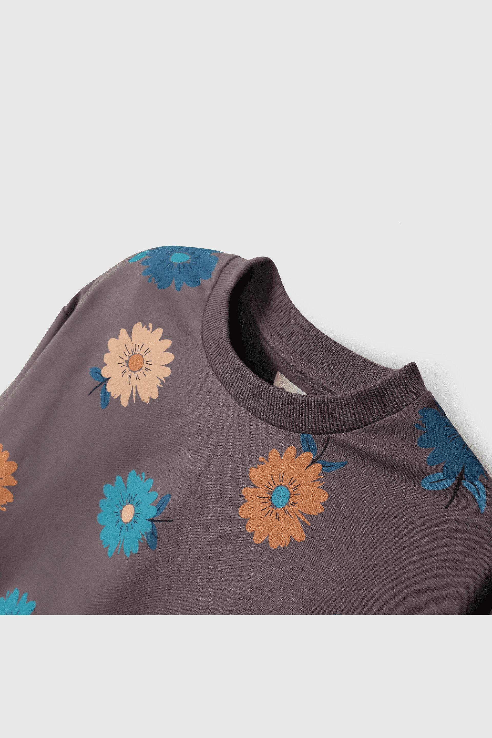 Polerón gris con flores para niños llenos de alegría-2