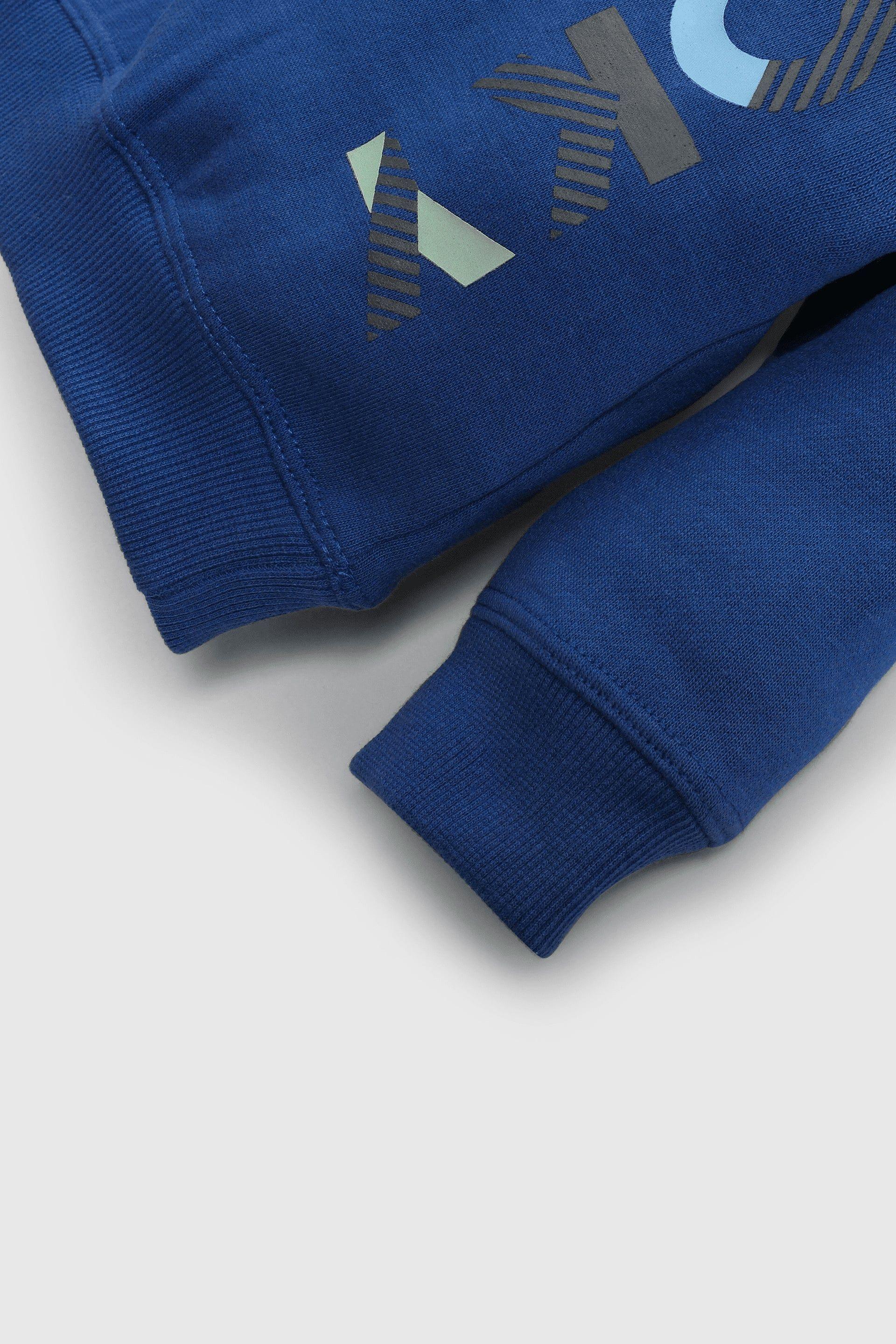 Polerón Azul con Carda en el interior, Hombro caído Estampado-2