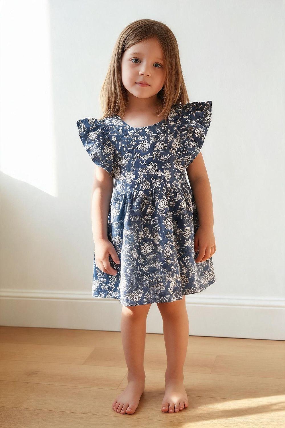 Vestido Manga Vuelos Celeste Niña 6-9M a 4-5A Colloky-1