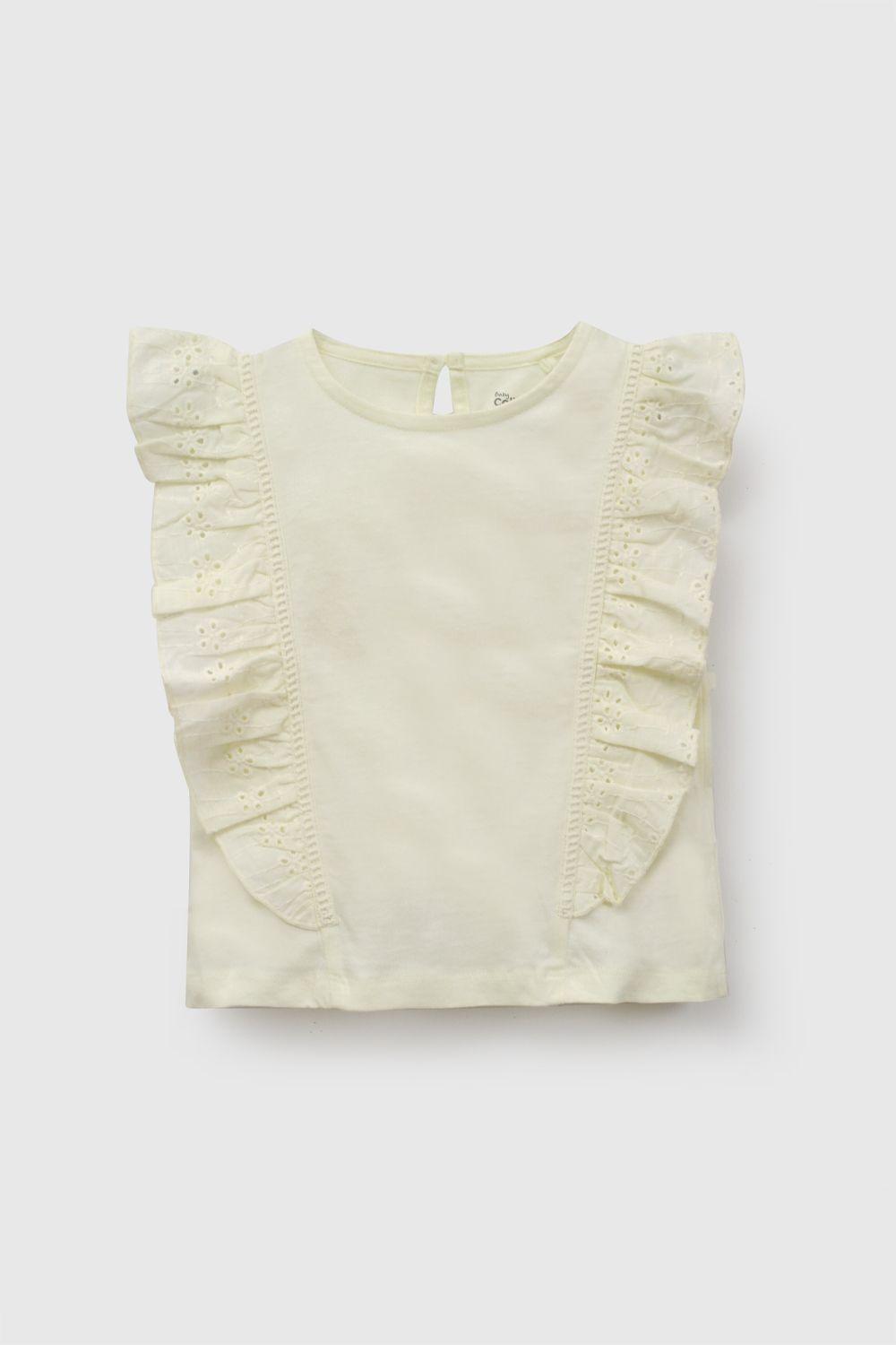 Polera Manga Broderie Amarillo Niña 6-9M a 4-5A Colloky-0