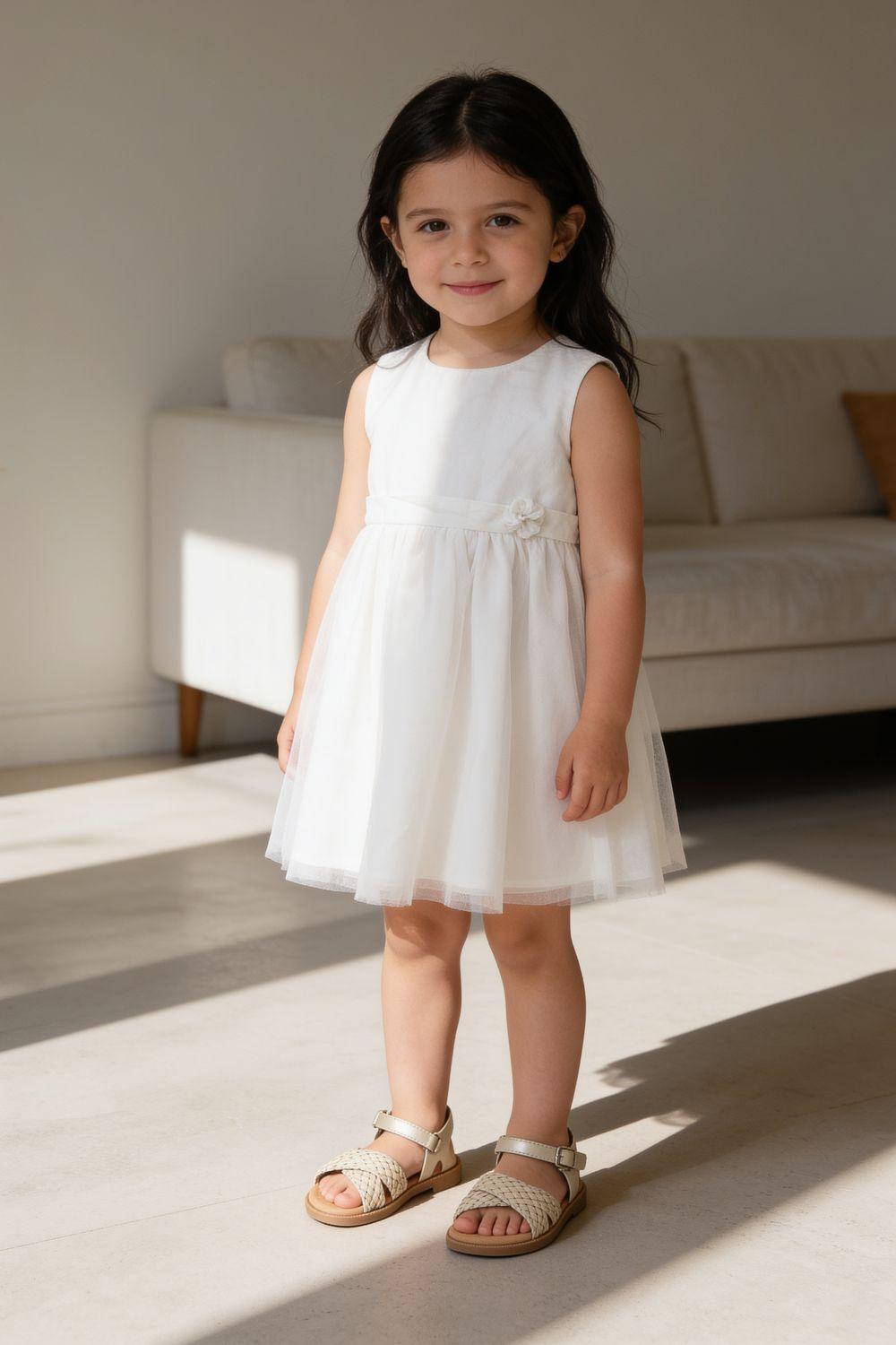 Vestido sin manga ceremony niña blanco 6-9M a 4-5A-1