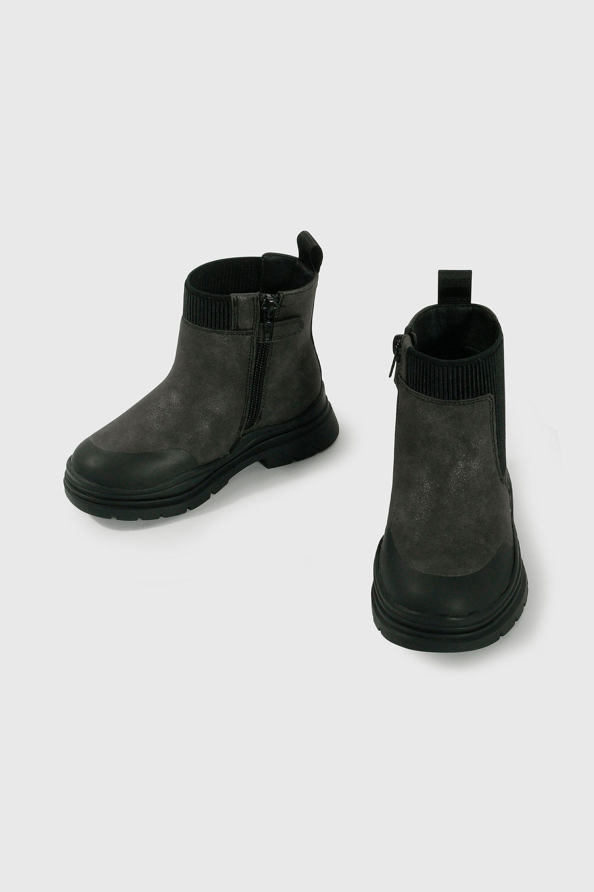 Bootie Caminante de Niña con Cierre Caña Media Negra-3