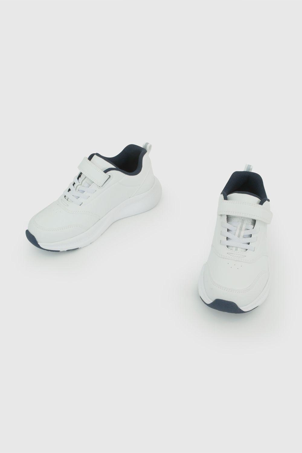 Zapato Escolar de Niño Blanco con cierre de Velcro-3