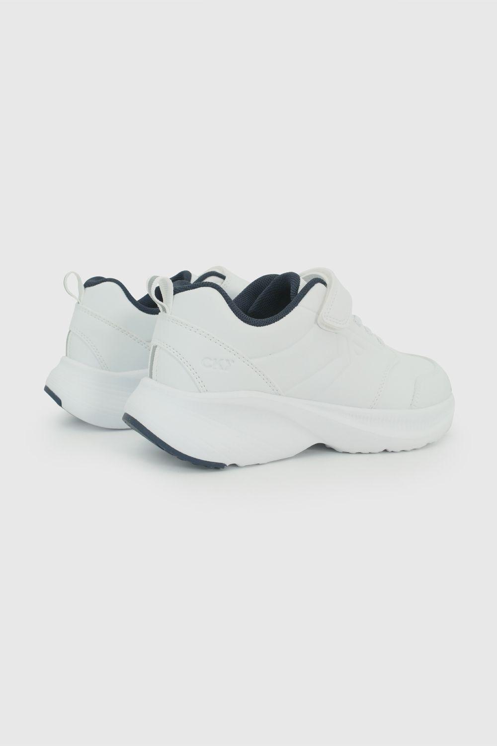 Zapato Escolar de Niño Blanco con cierre de Velcro-4