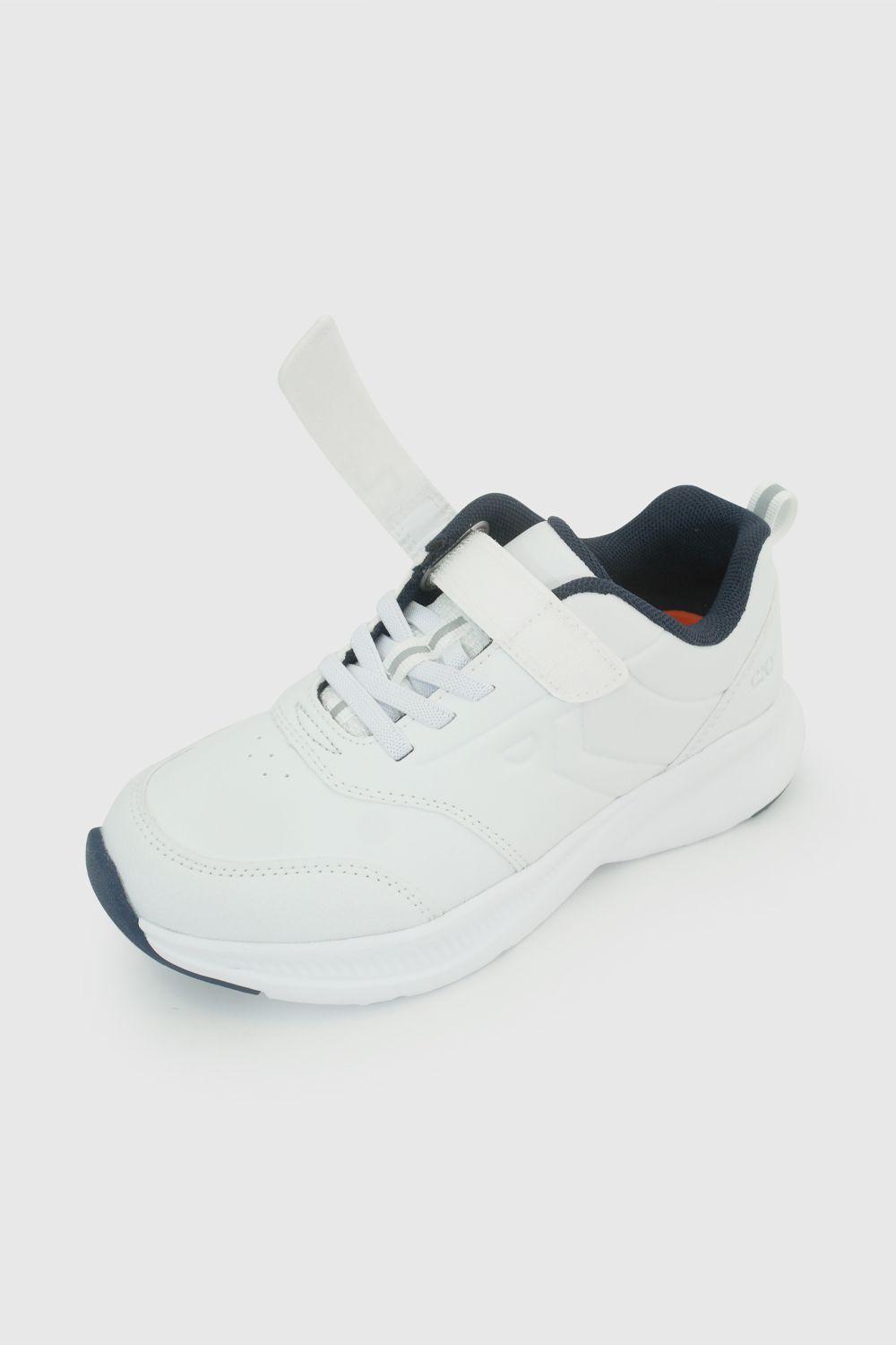Zapato Escolar de Niño Blanco con cierre de Velcro-5