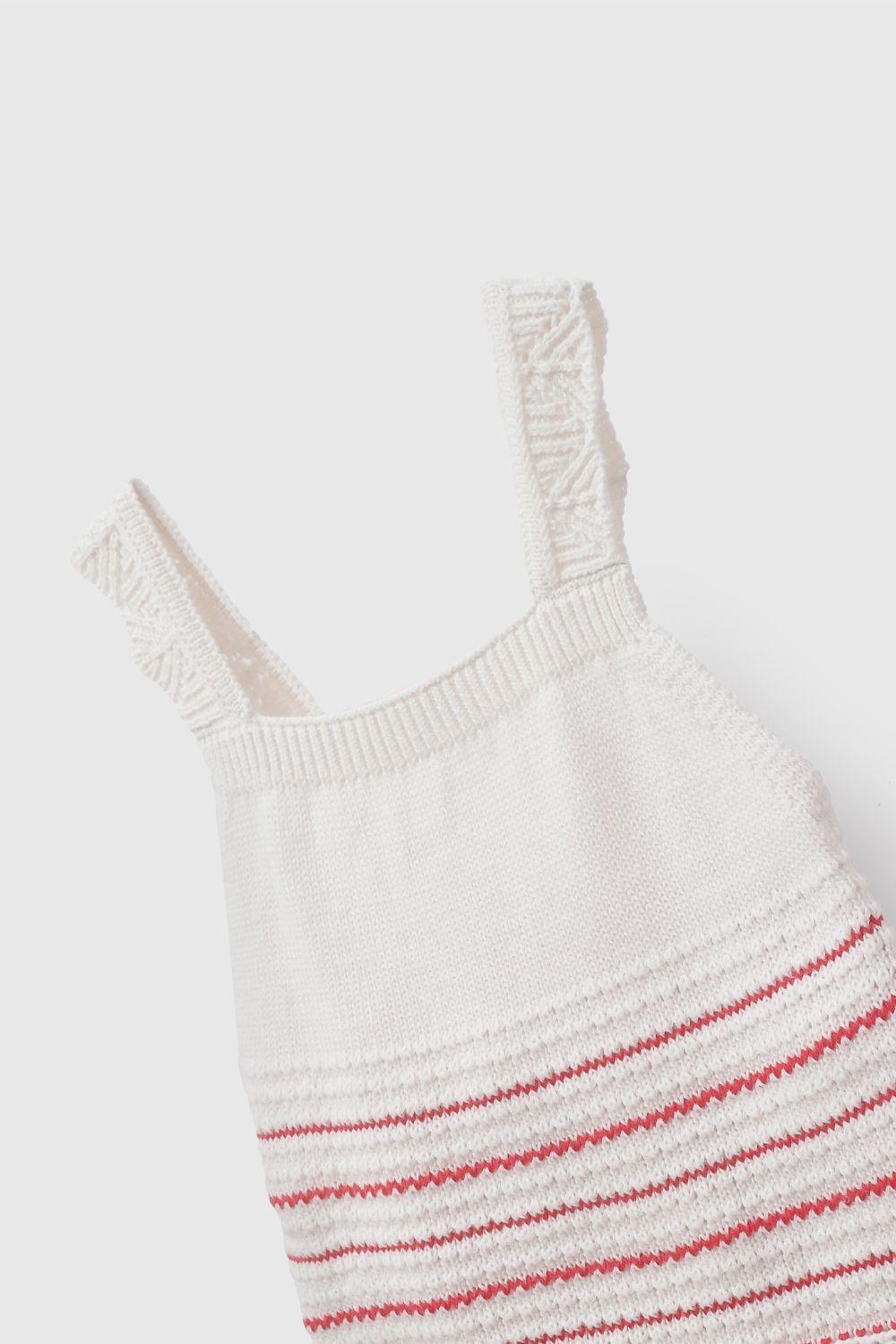 Polera Rayas Blanca Tejida De Niña POLA0209V26-3