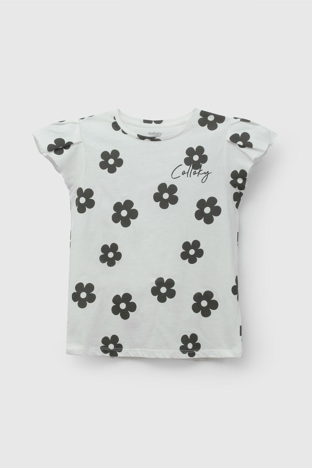 Pack Dos Poleras Colloky  Flores Verde De Niña POJE3096V26-2