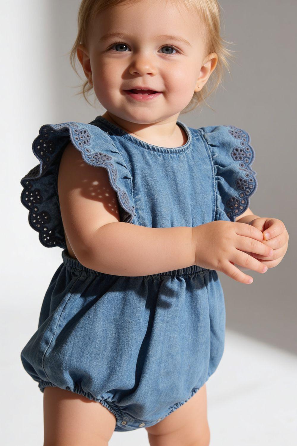 Entero mezclilla niña denim 0-3M a 9-12M-1