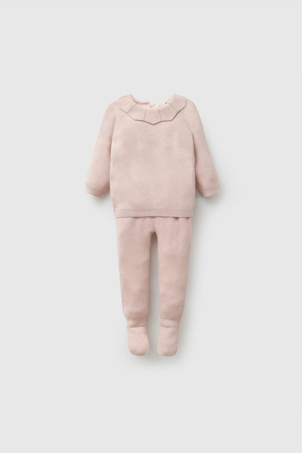 Conjunto Tejido Rosa Viejo Niña Rn a 6-9M Colloky-0