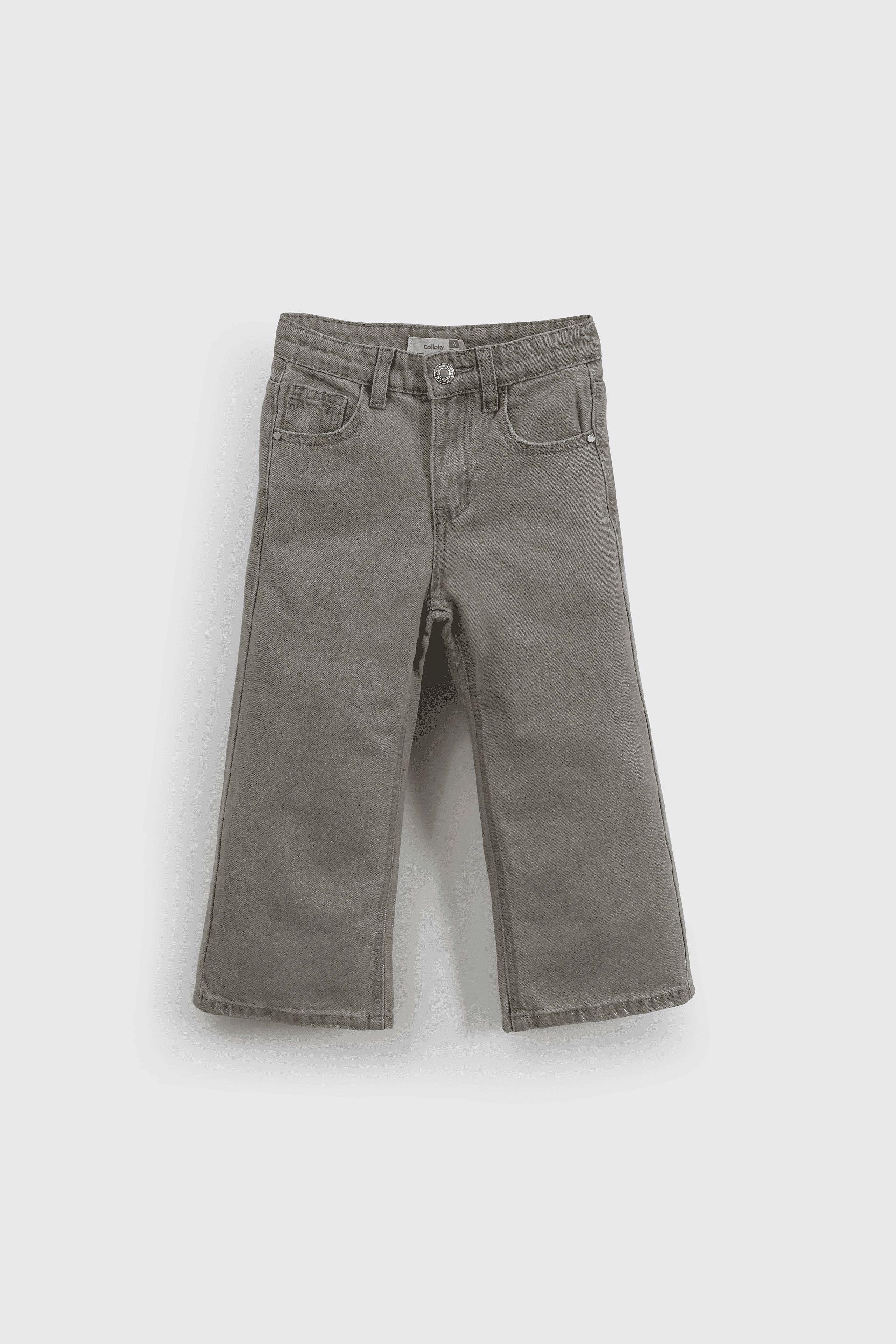 Jeans Culotte Con Efecto Brillos Plateados-0