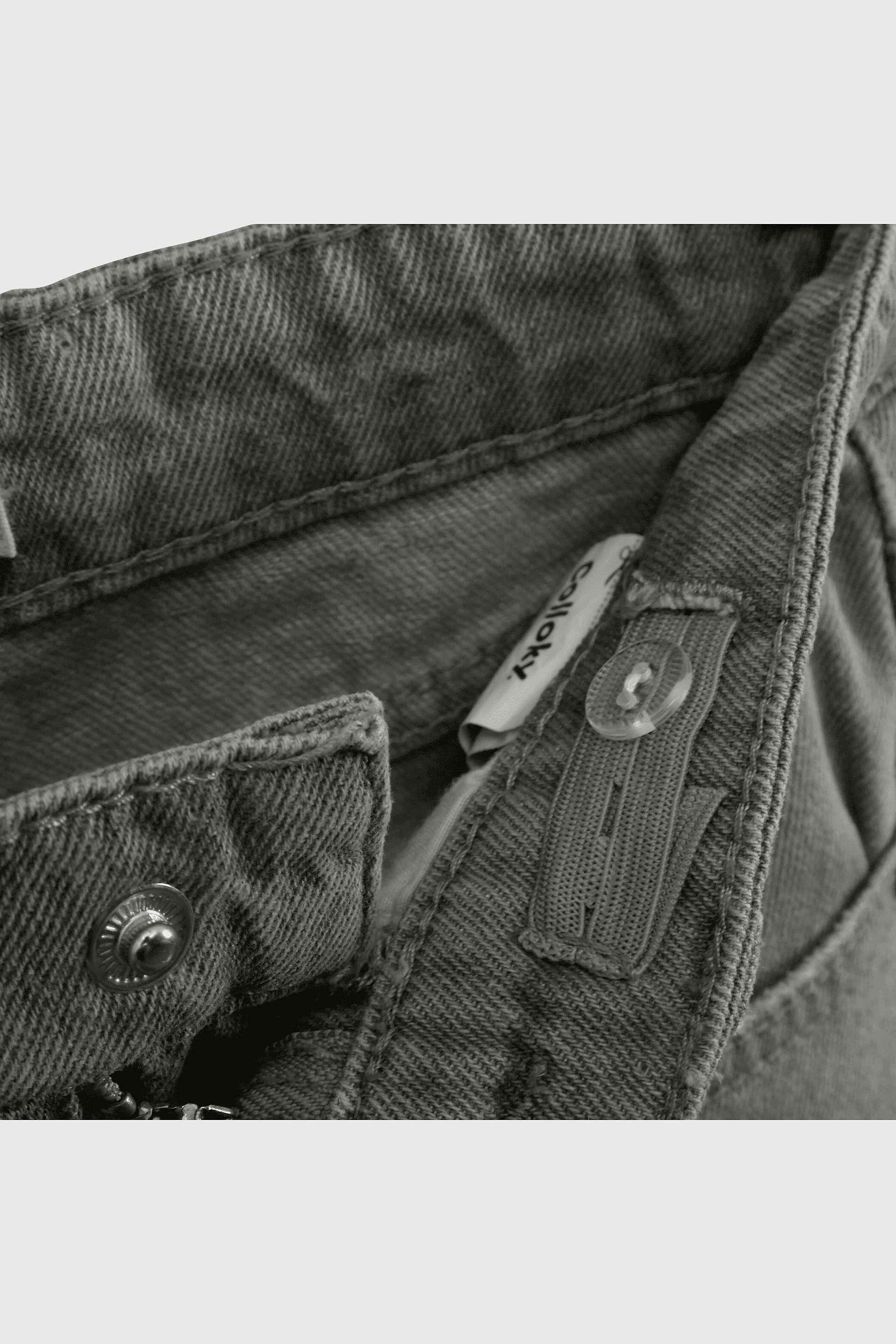 Jeans Culotte Con Efecto Brillos Plateados-2