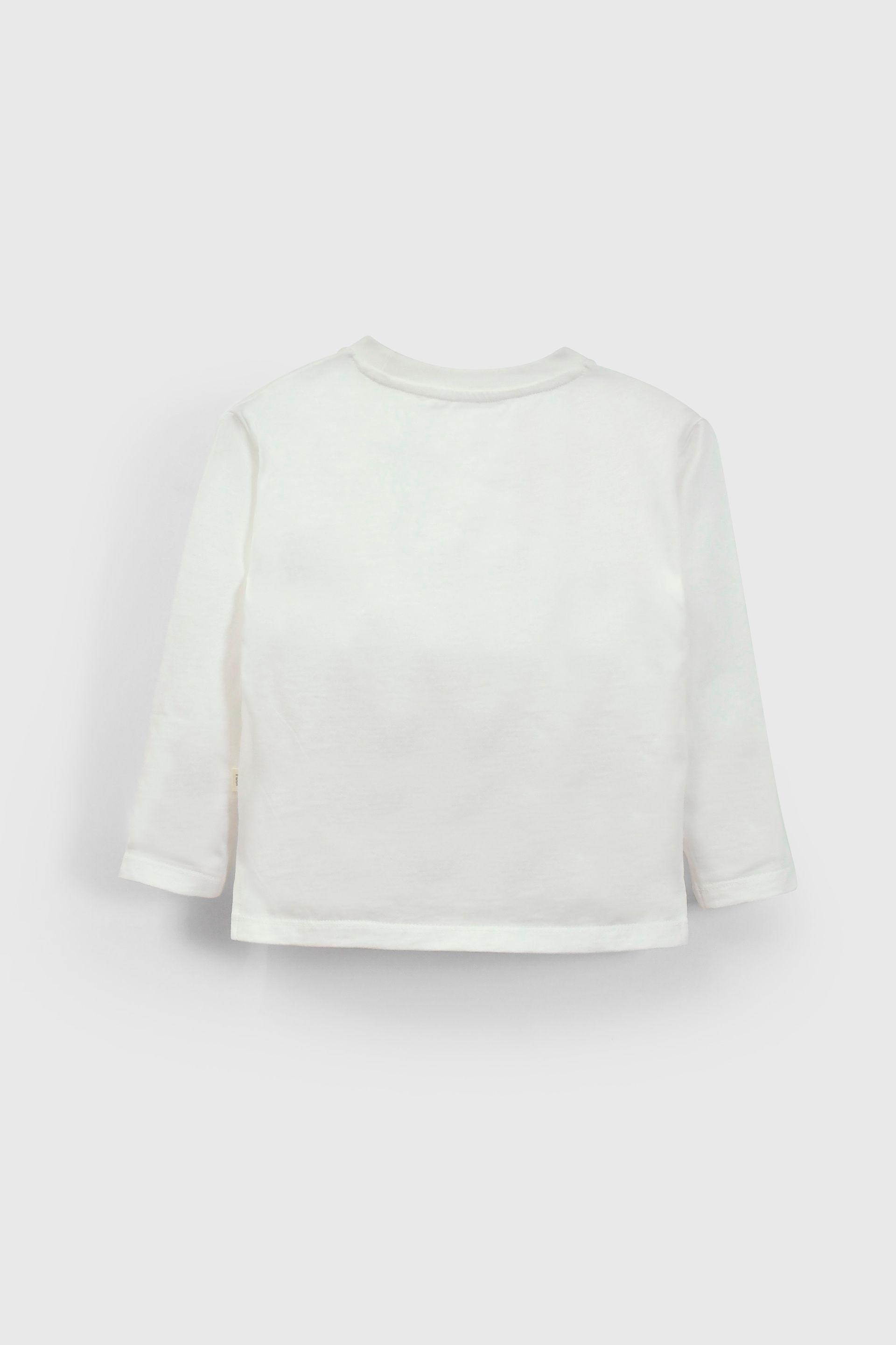 Polera Blanca Manga Larga Estampa de Dinosaurio para niño-1