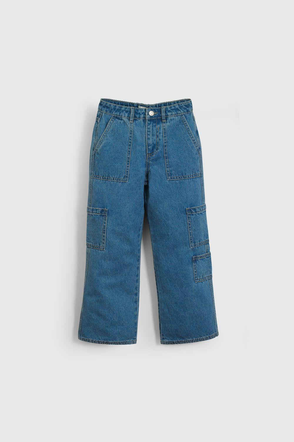 Jeans Azul Cargo De Niña JEME1450V26-0