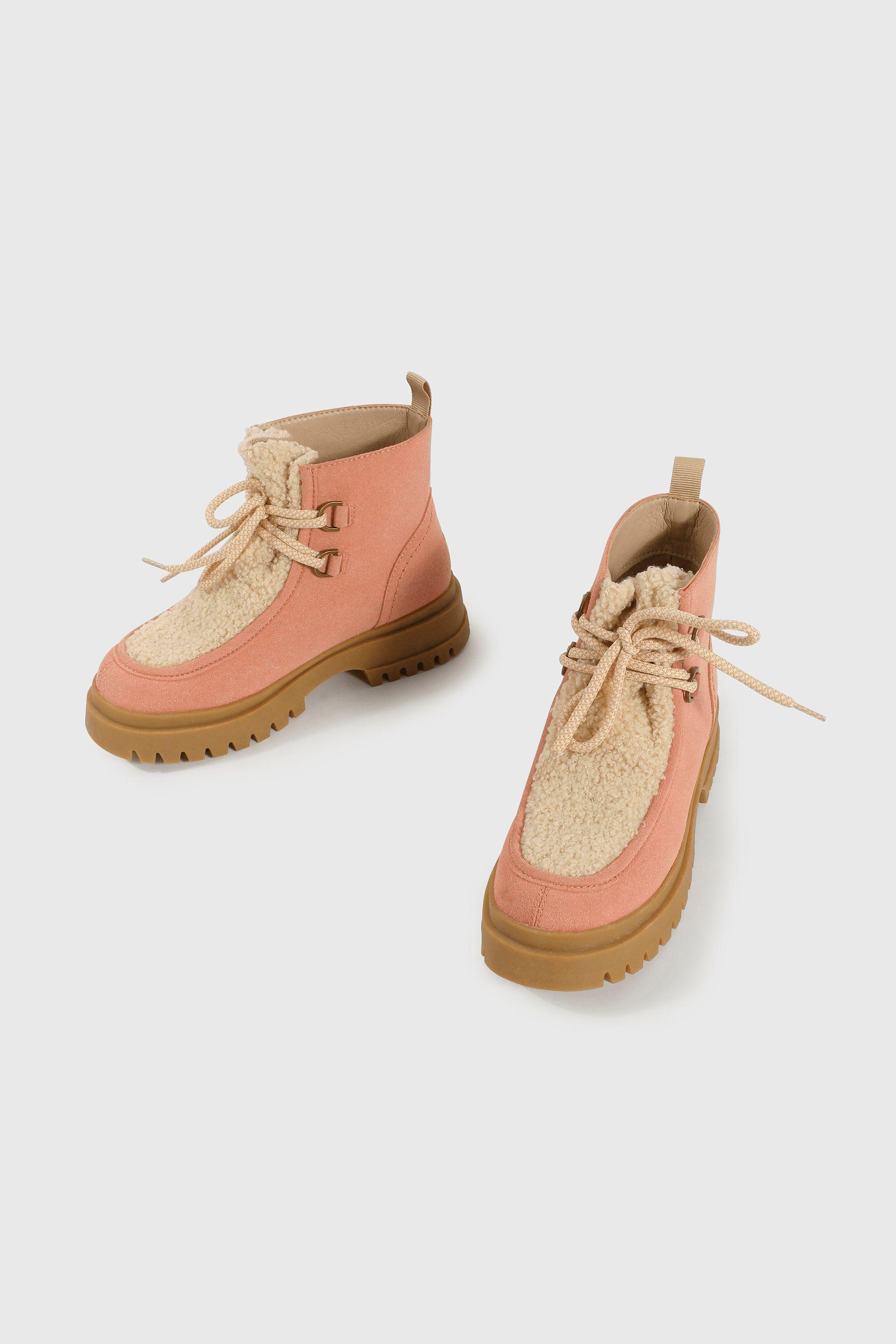 Botín de Niña Rosado Caña Media con Cordón-3
