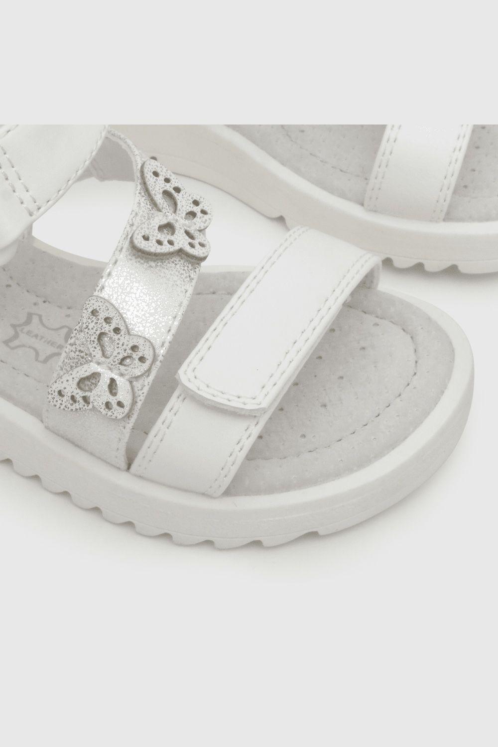 Sandalia De Niñas Doble Ajuste Mariposas Blanco (21 A 27)-5
