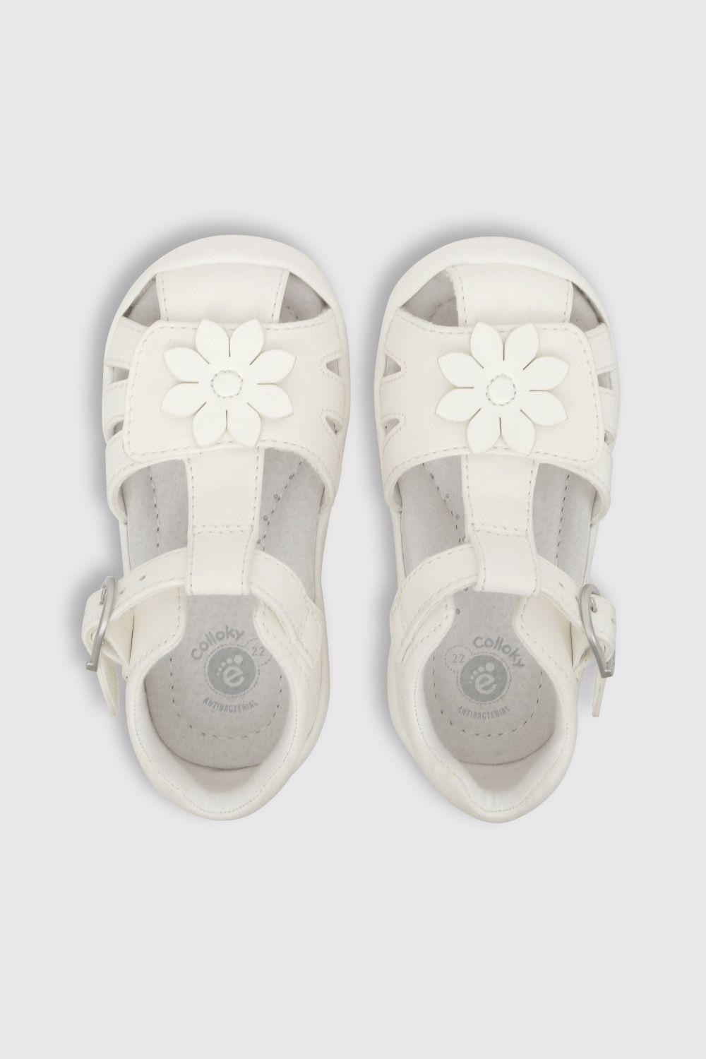 Sandalia de niña doble ajuste blanco / white (21 a 27)-3