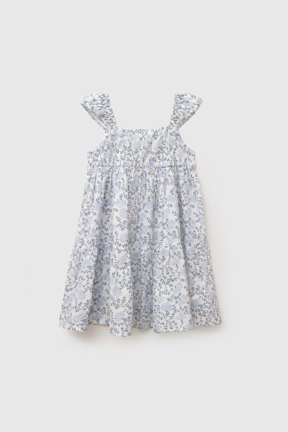 Vestido Viscosa Celeste Niña 3-4A a 12-13A Colloky-0