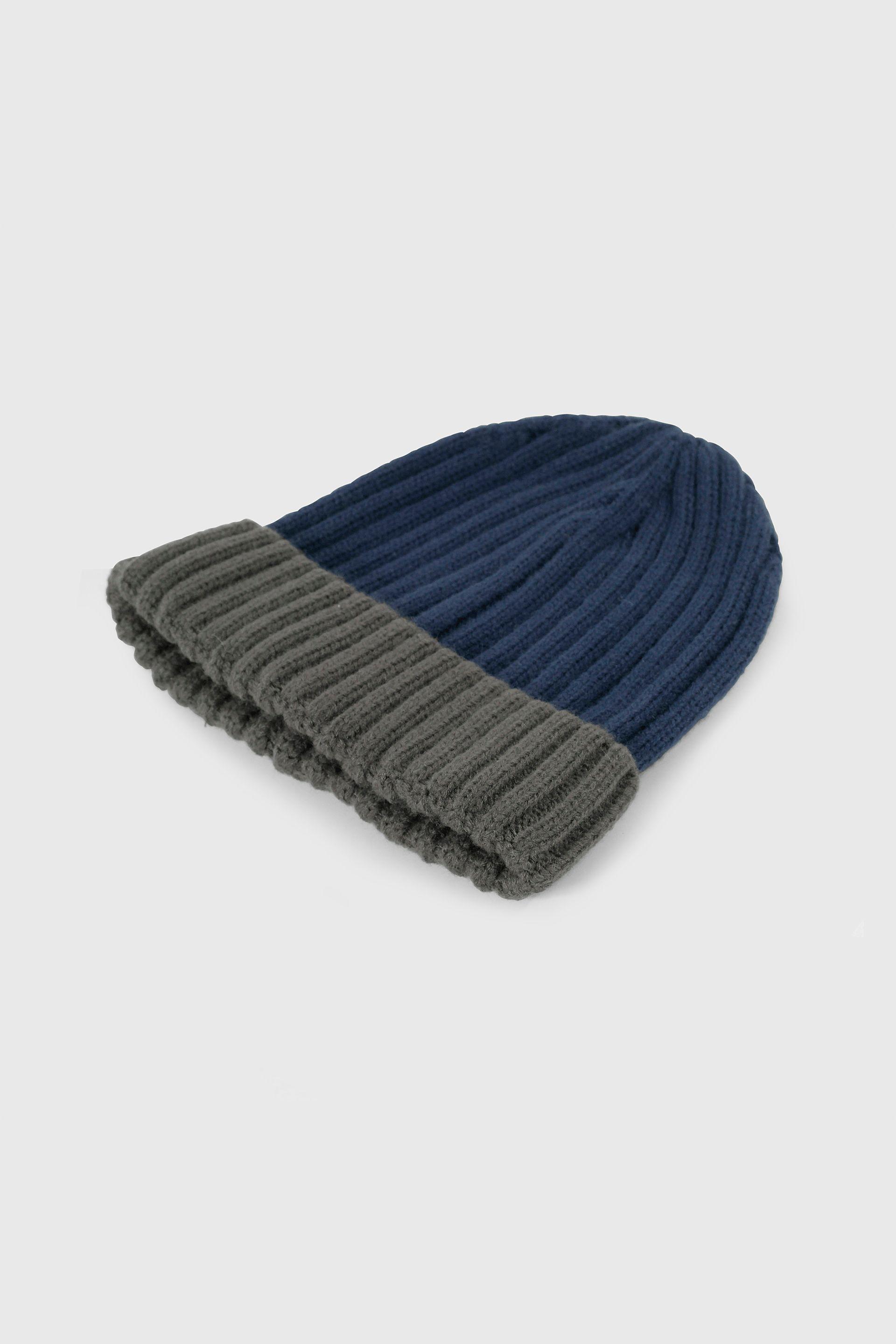 Gorro Tejido Bicolor Azul y Gris-1