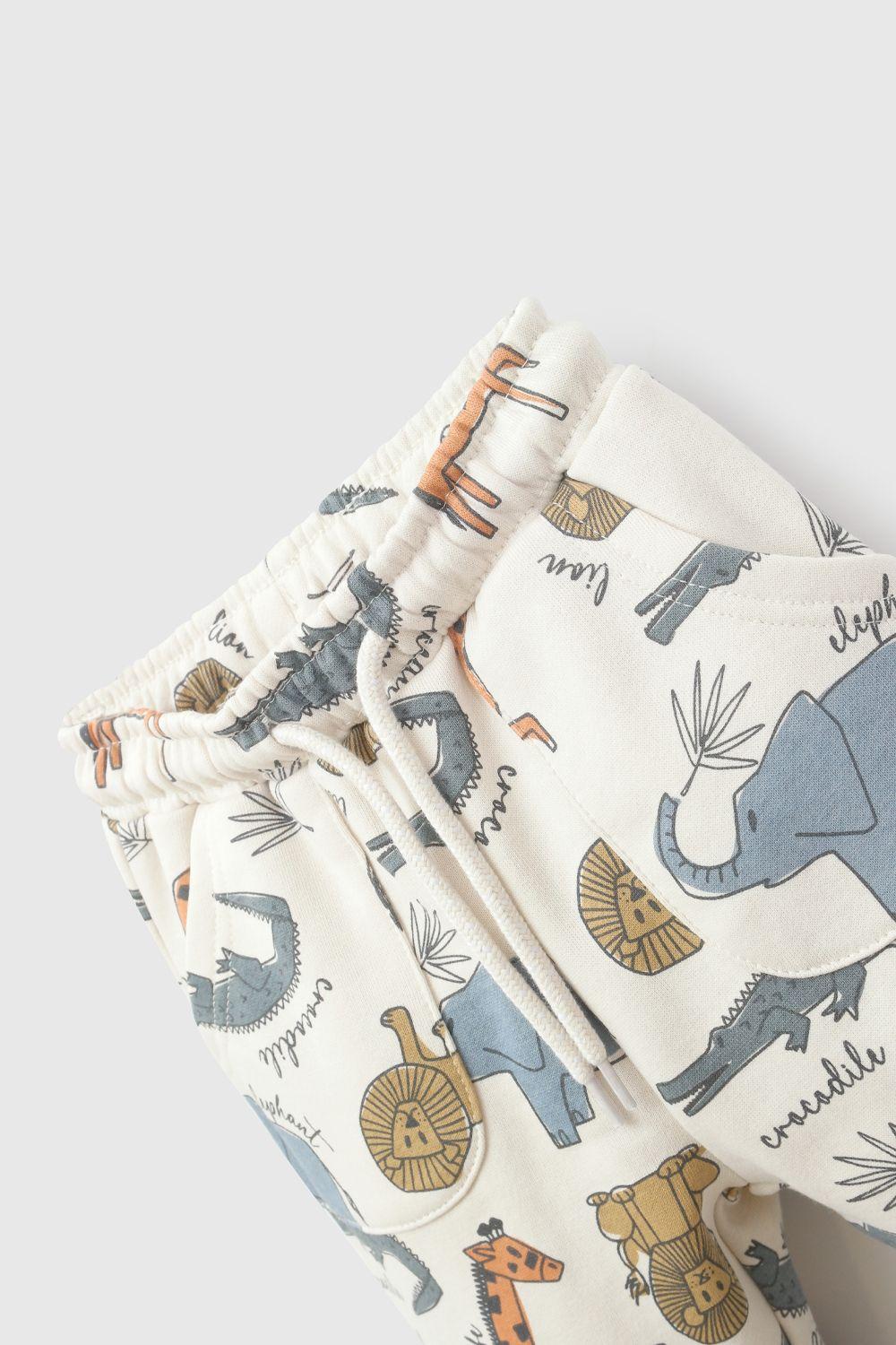 Pantalon Buzo Animales Beige Niño 6-9M a 4-5A Colloky-2