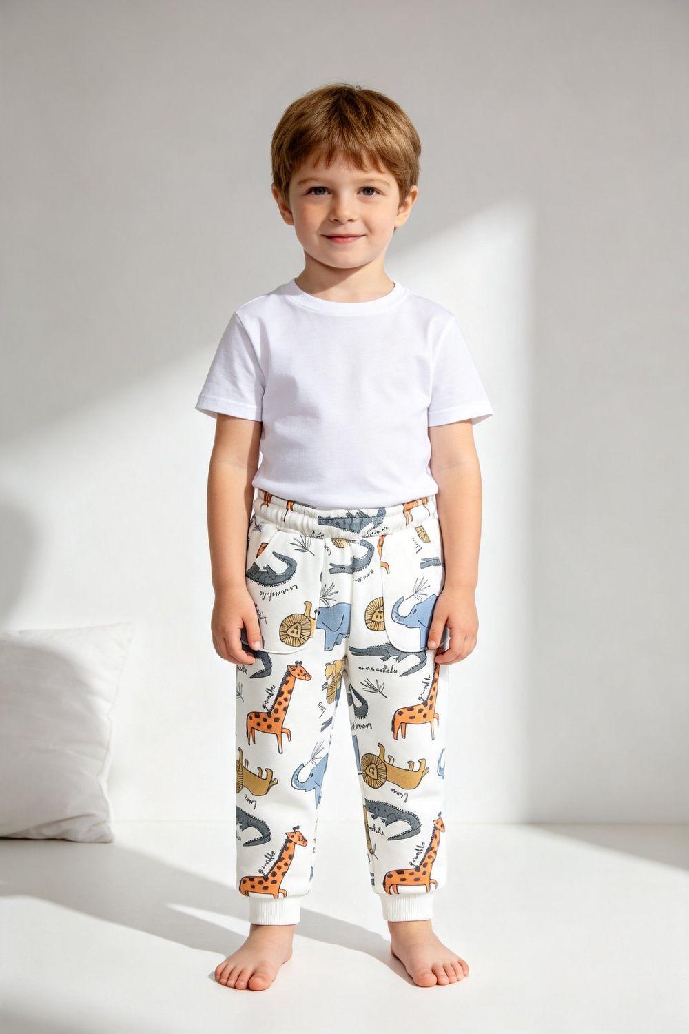Pantalon Buzo Animales Beige Niño 6-9M a 4-5A Colloky-1