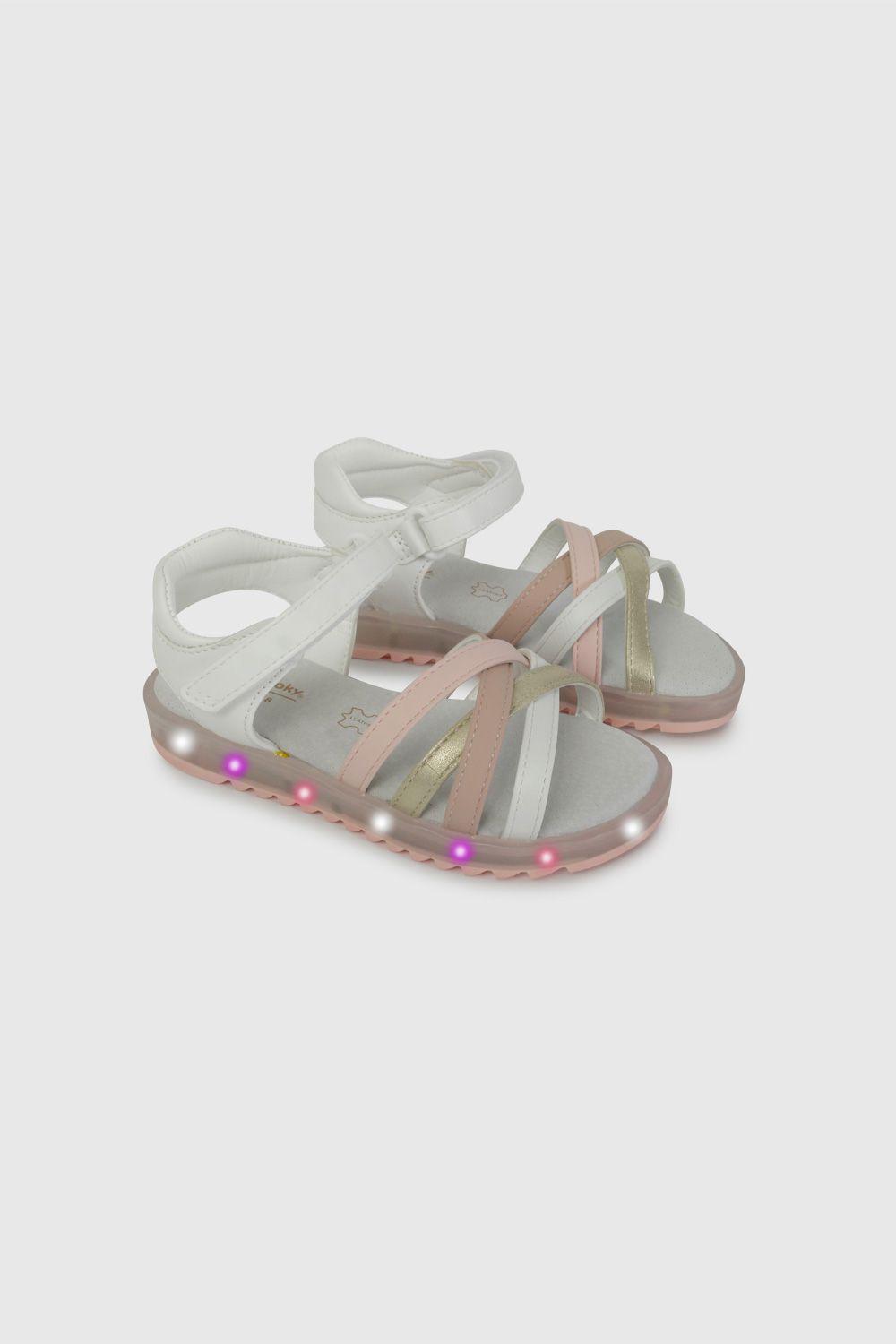 Sandalia de Luces Blanca con Rosado 43200298V26-0