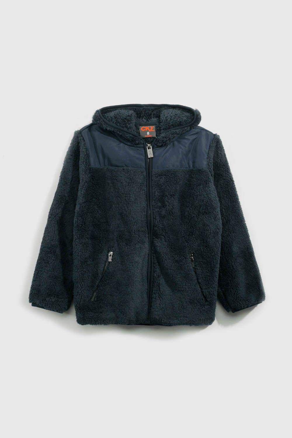 Polerón Escolar Azul de chiporro con cierre y bolsillos-0