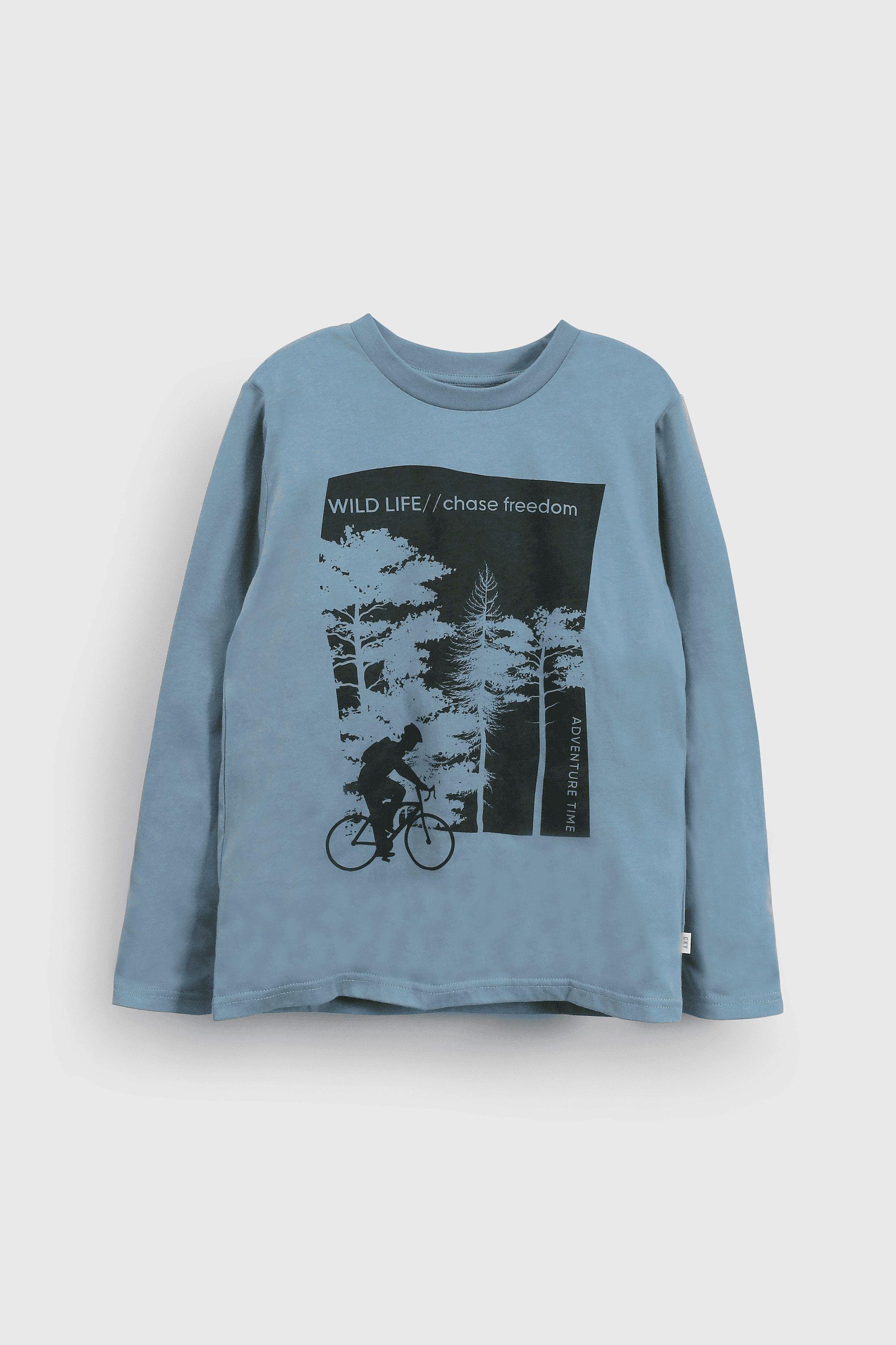 Polera Celeste Estampada-0