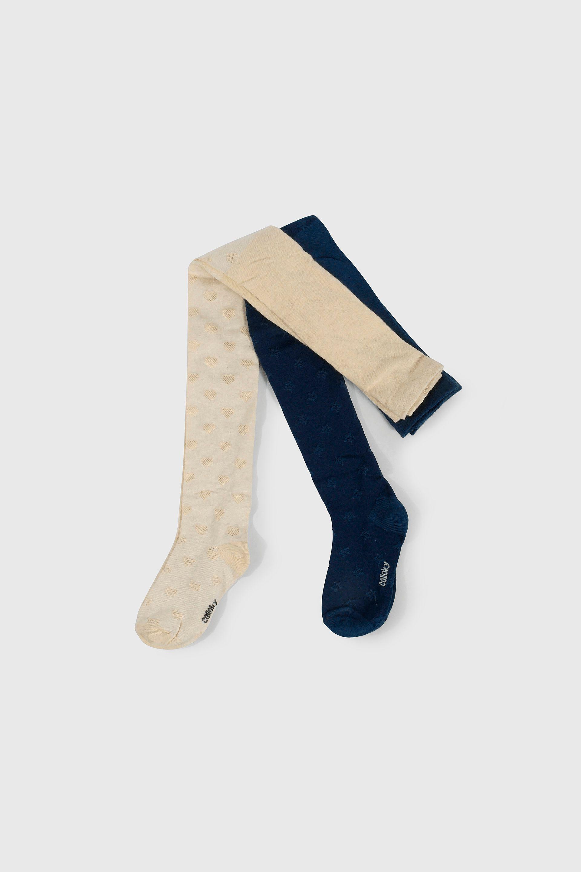 Pack 2 Pantys Corazones y Puntos Azul y Beige-2