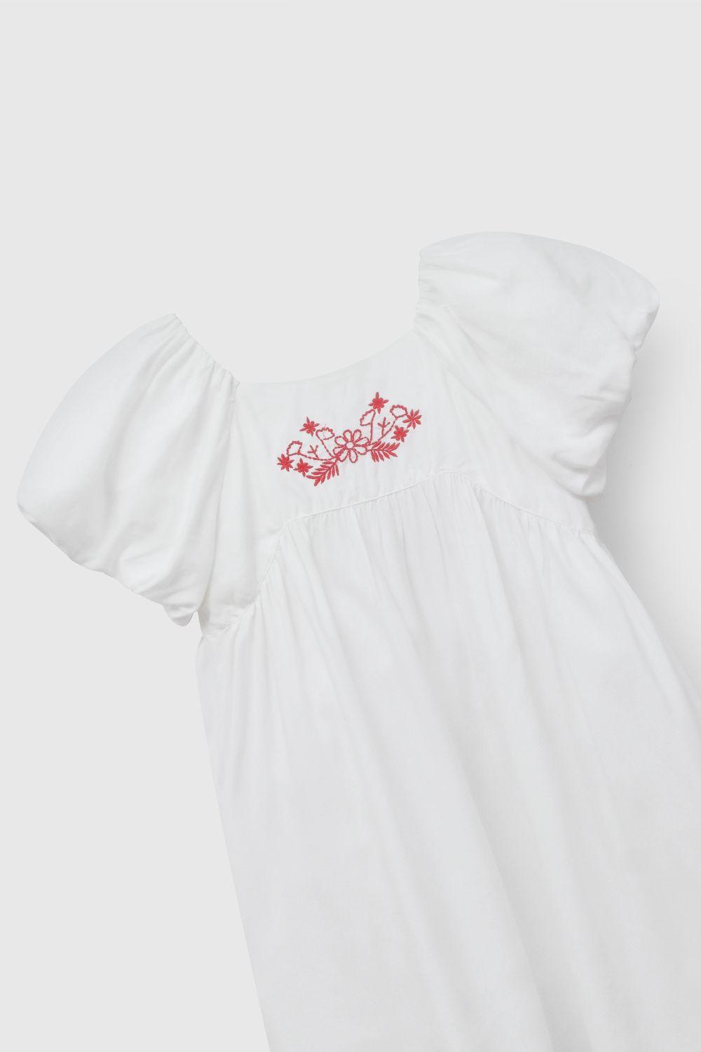 Vestido Blanco Manga Globo De Niña VEVS0209V26-2