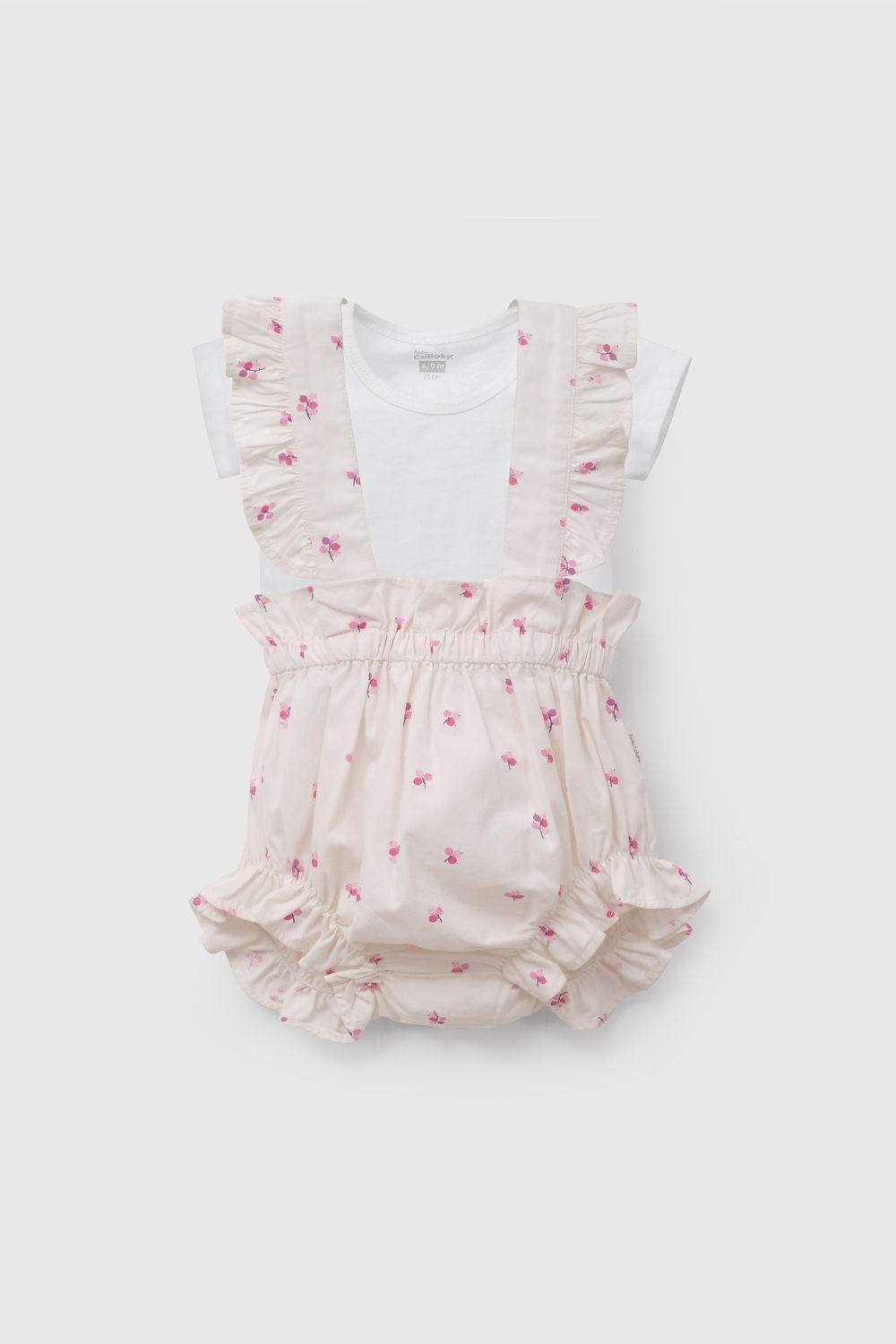 Conjunto Blanco Flores De Bebé COPN1209V26-0