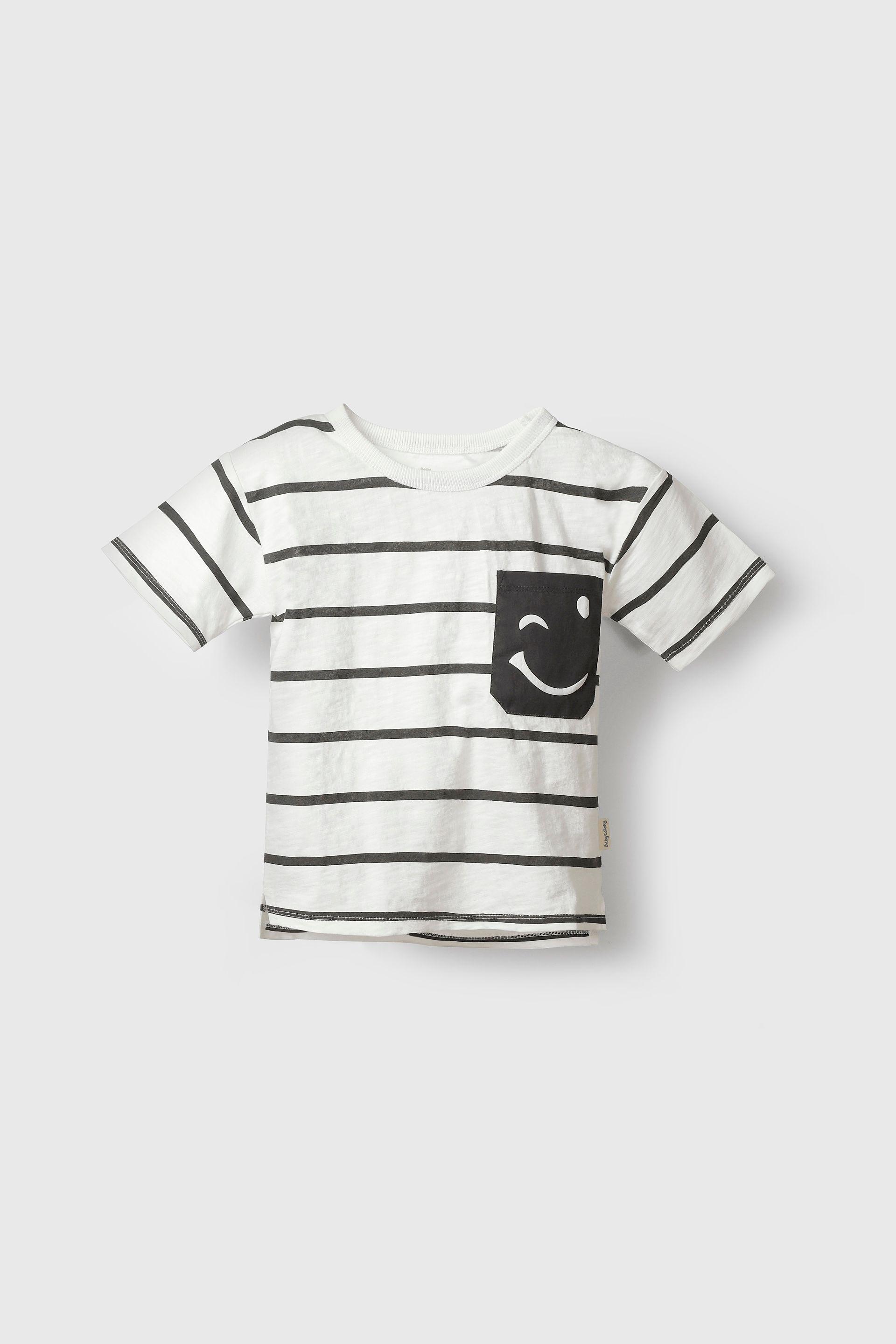 Polera rayada blanca para niños, estilo fresco y divertido-0