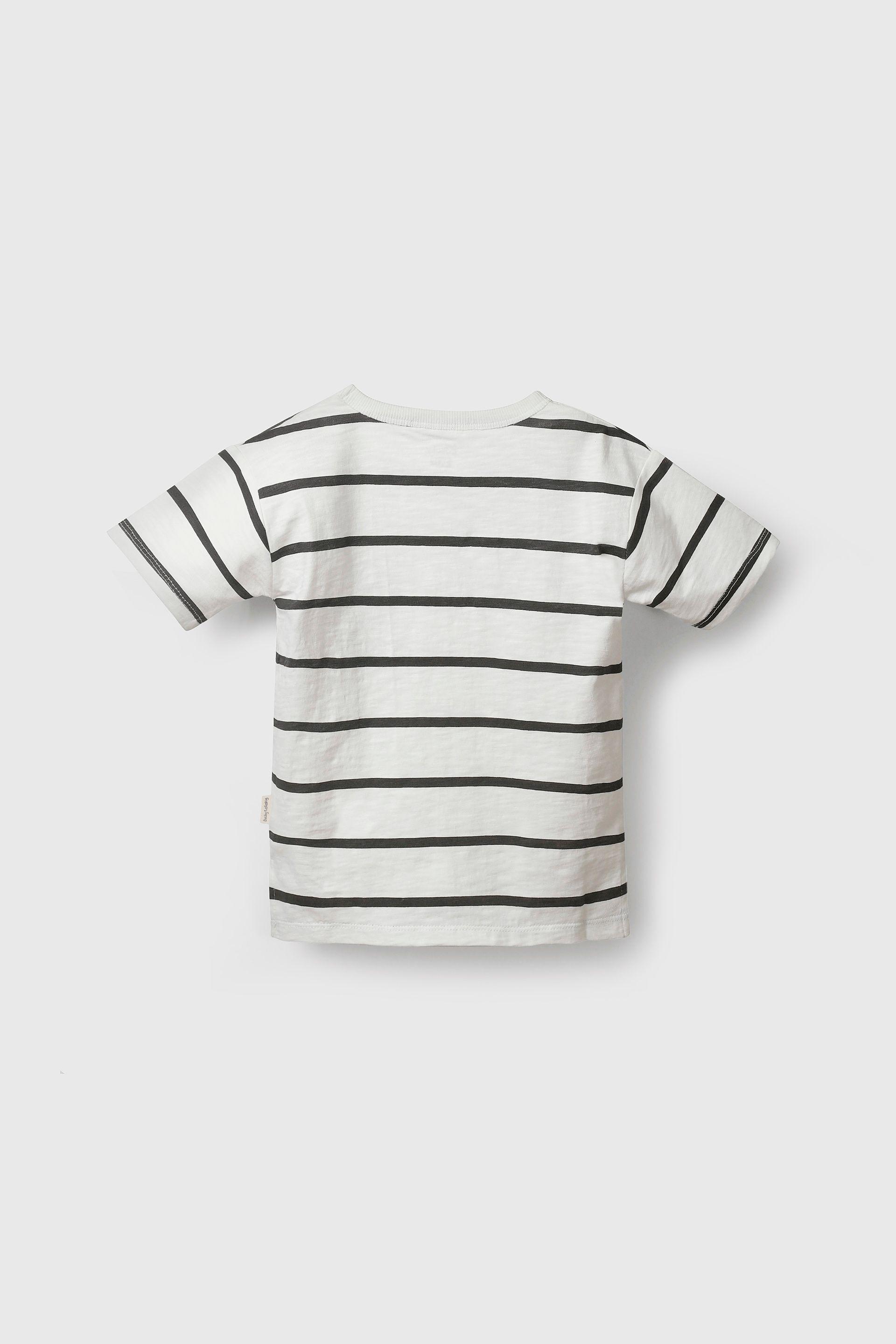Polera rayada blanca para niños, estilo fresco y divertido-1