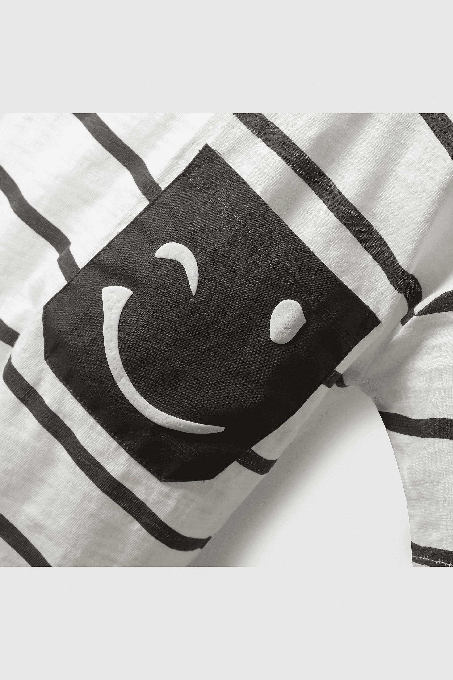 Polera rayada blanca para niños, estilo fresco y divertido-2