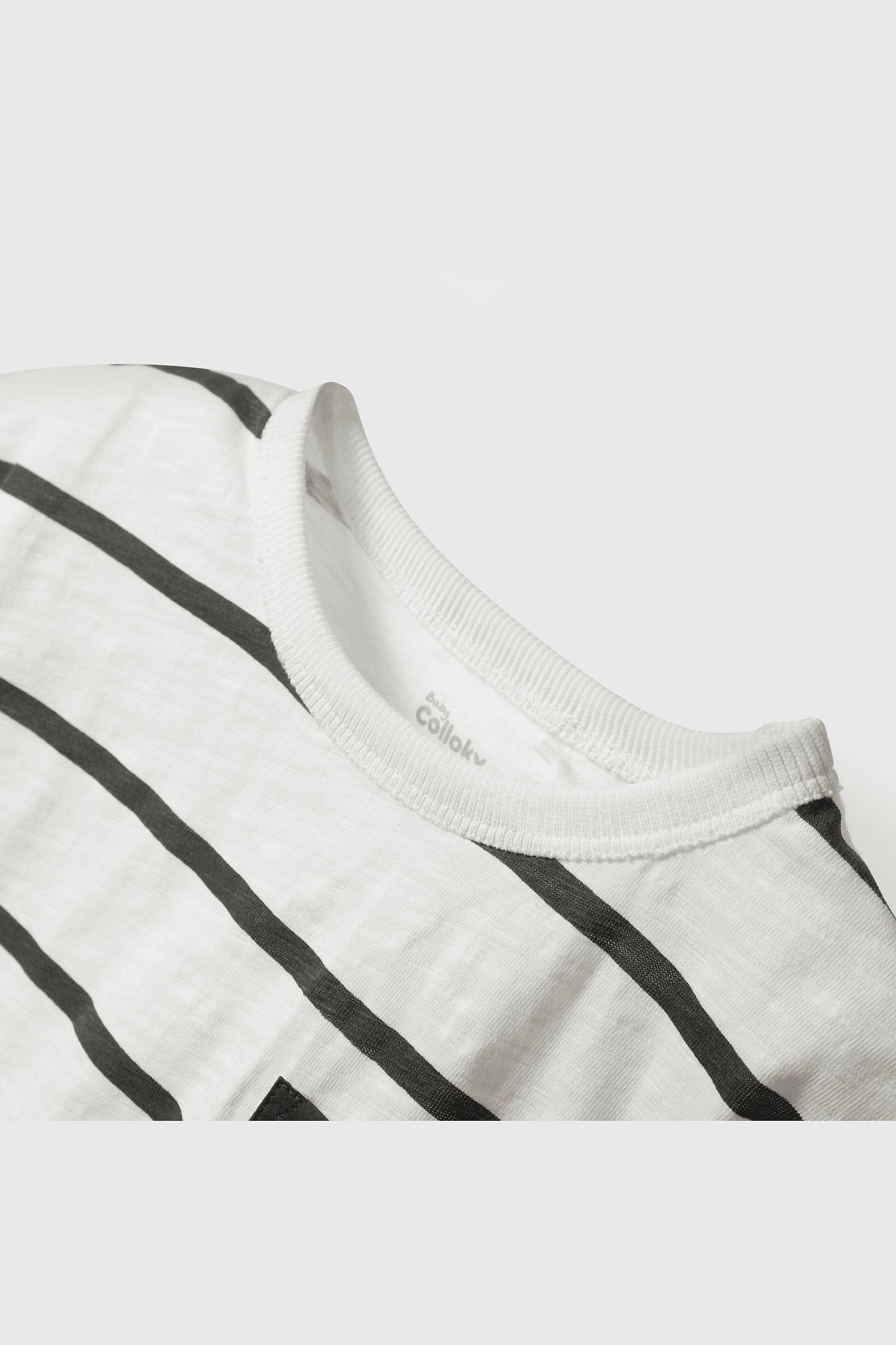 Polera rayada blanca para niños, estilo fresco y divertido-3