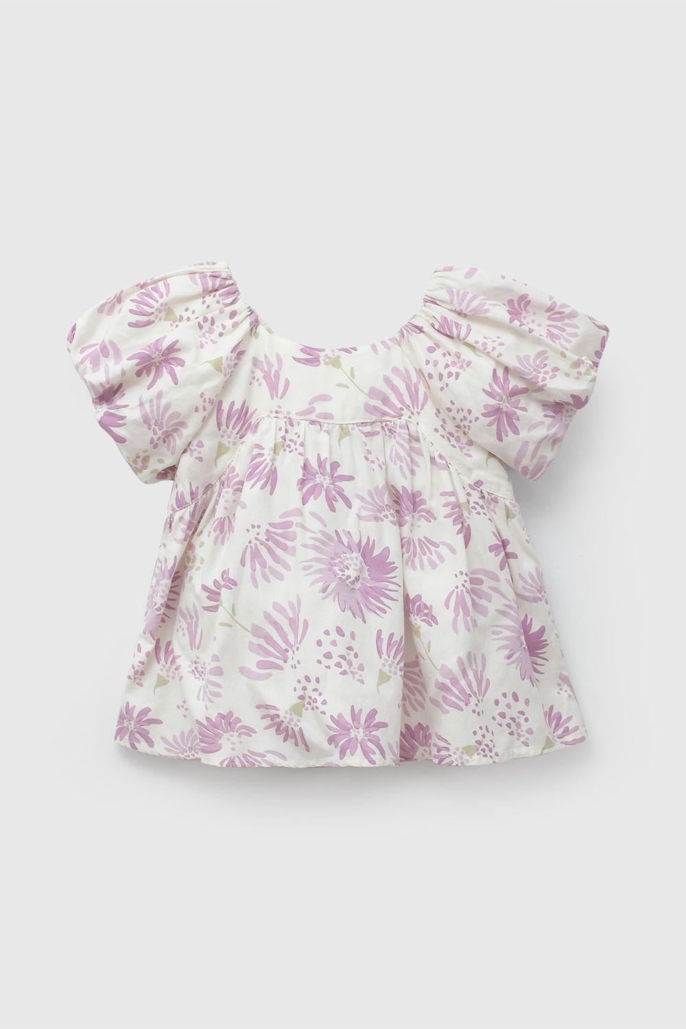 Blusa Flores Morada Manga Globo De Niña BLVL0418V26-2