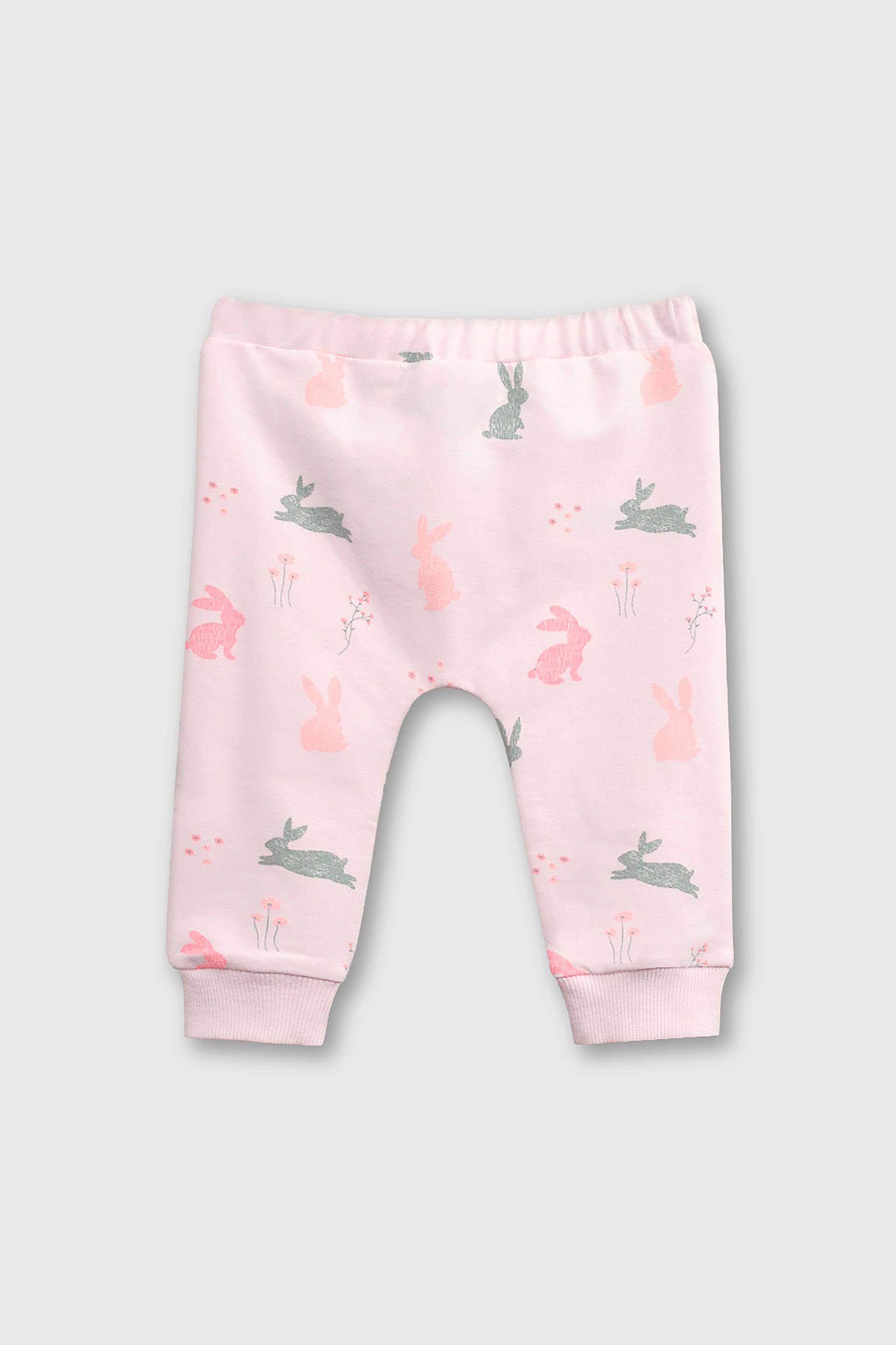 Conjunto Polerón + Pantalon Rosado con Estampa de Conejos-2