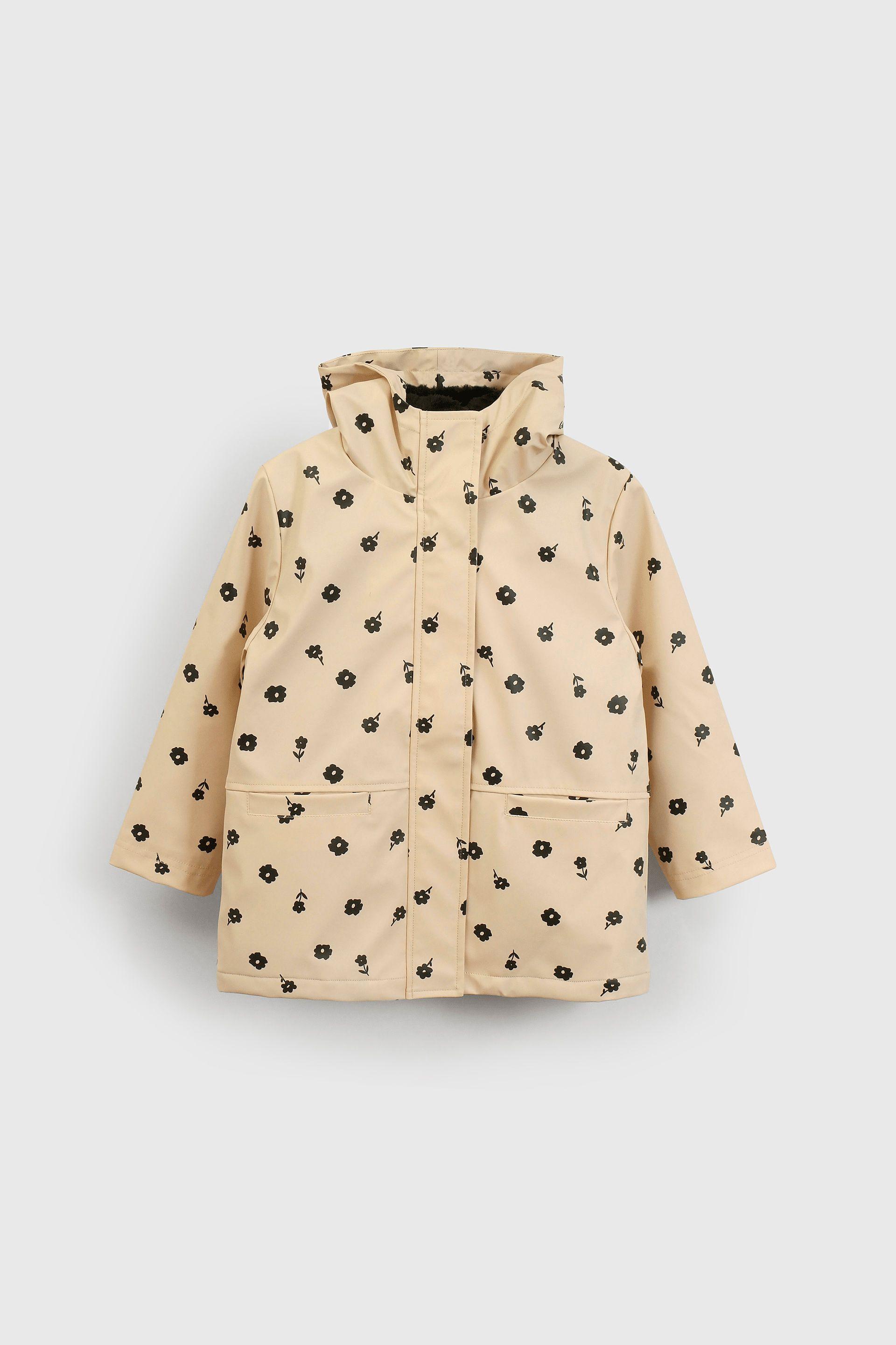 Chaqueta Engomada con Forro Beige Flores-0