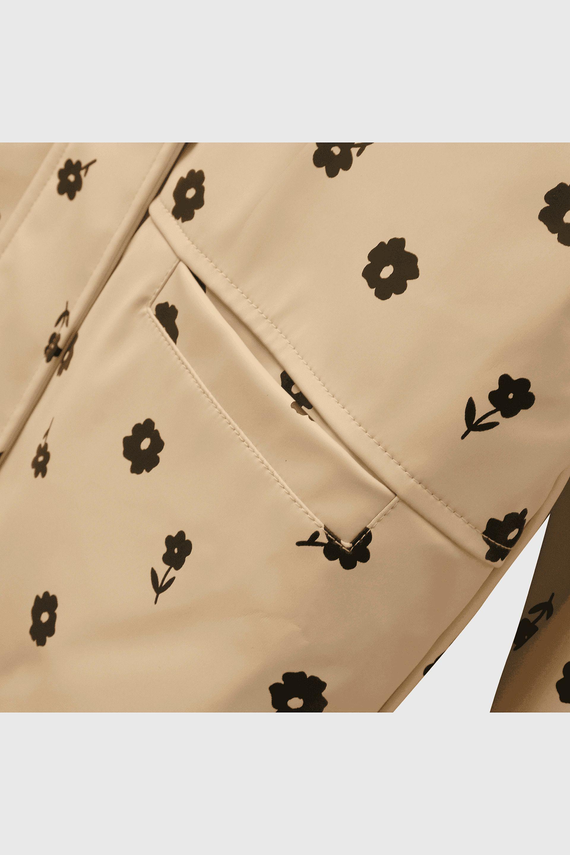 Chaqueta Engomada con Forro Beige Flores-2